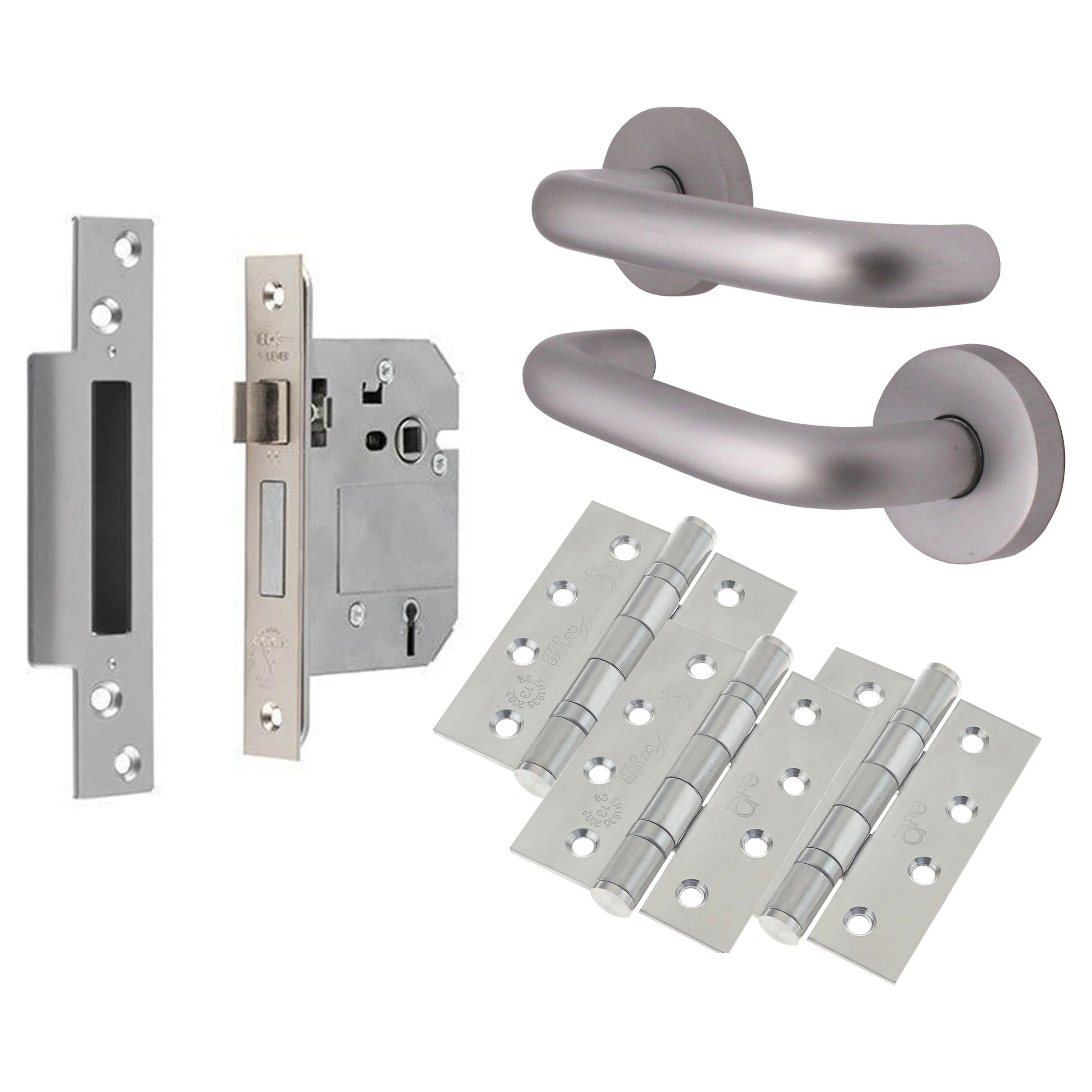 Return To Door Lever on Rose - 19 x 52mm - Satin Aluminium - 19mm 5 Lever Lock Pack