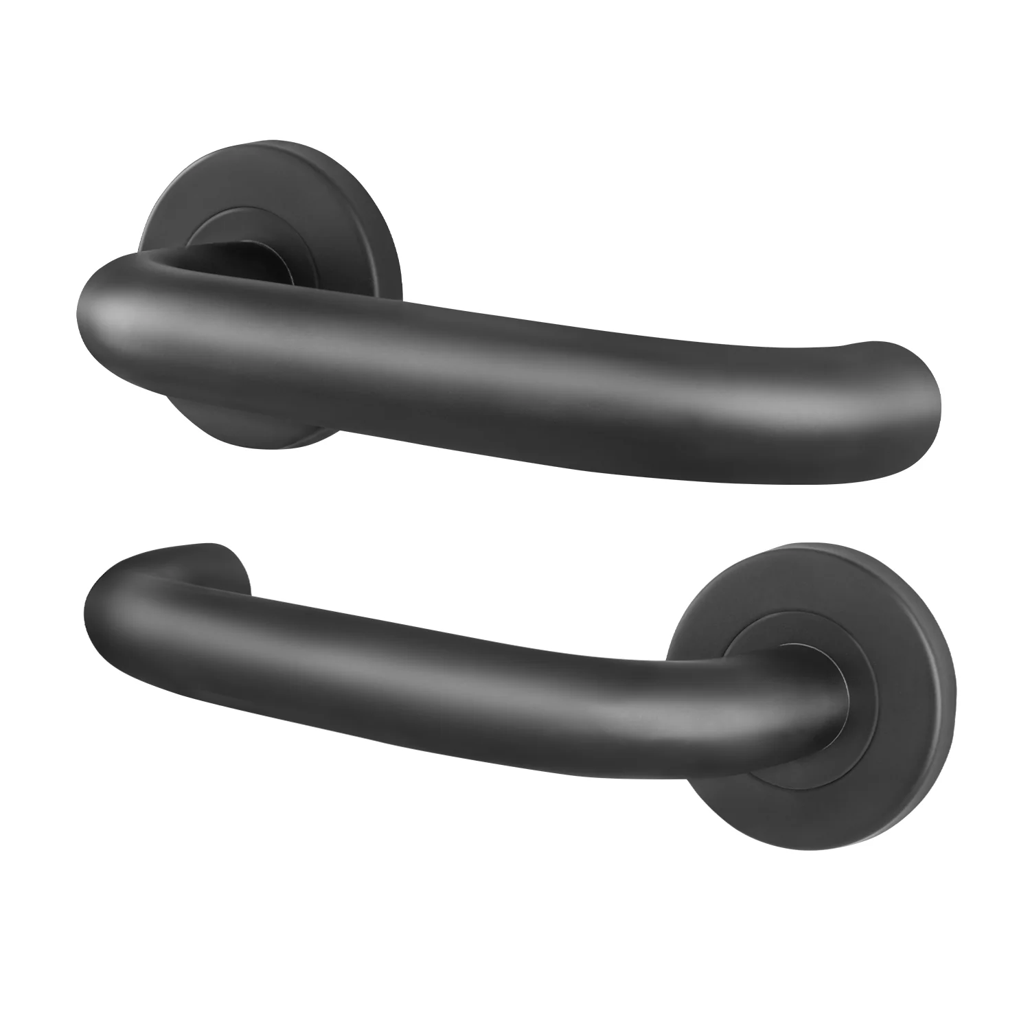 Fire Door Handles - 19mm Return to Door Lever Handles - Matt Black - Image 2