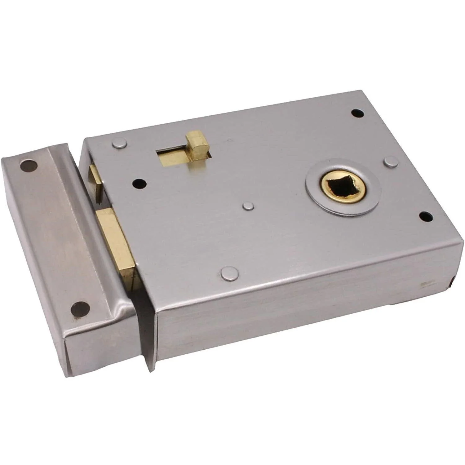 Rim Latch Snib Lock Satin Chrome Surface Mounted Lock for Bathrooms 105 x 82mm