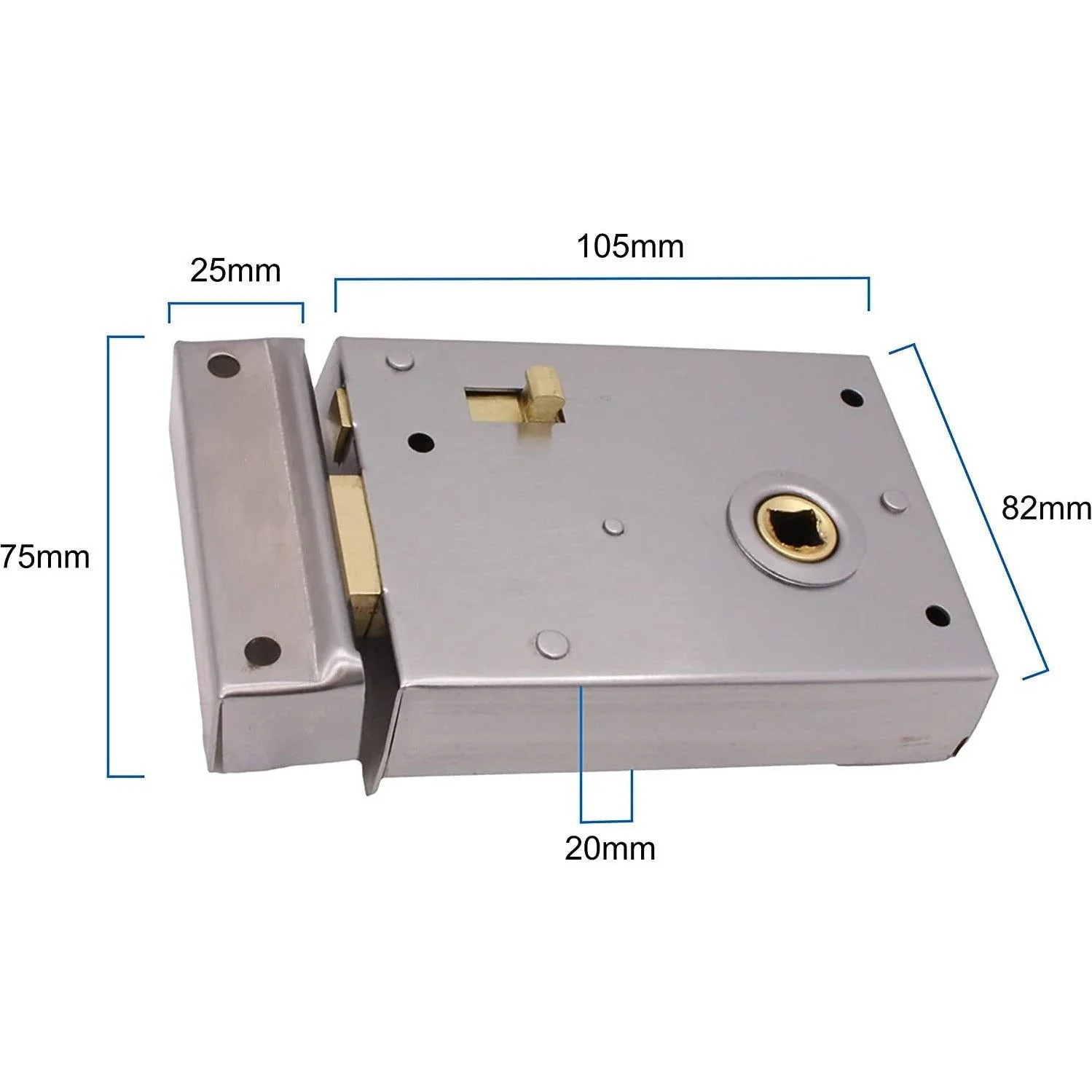 Rim Latch Snib Lock Satin Chrome Surface Mounted Lock for Bathrooms 105 x 82mm - Image 2
