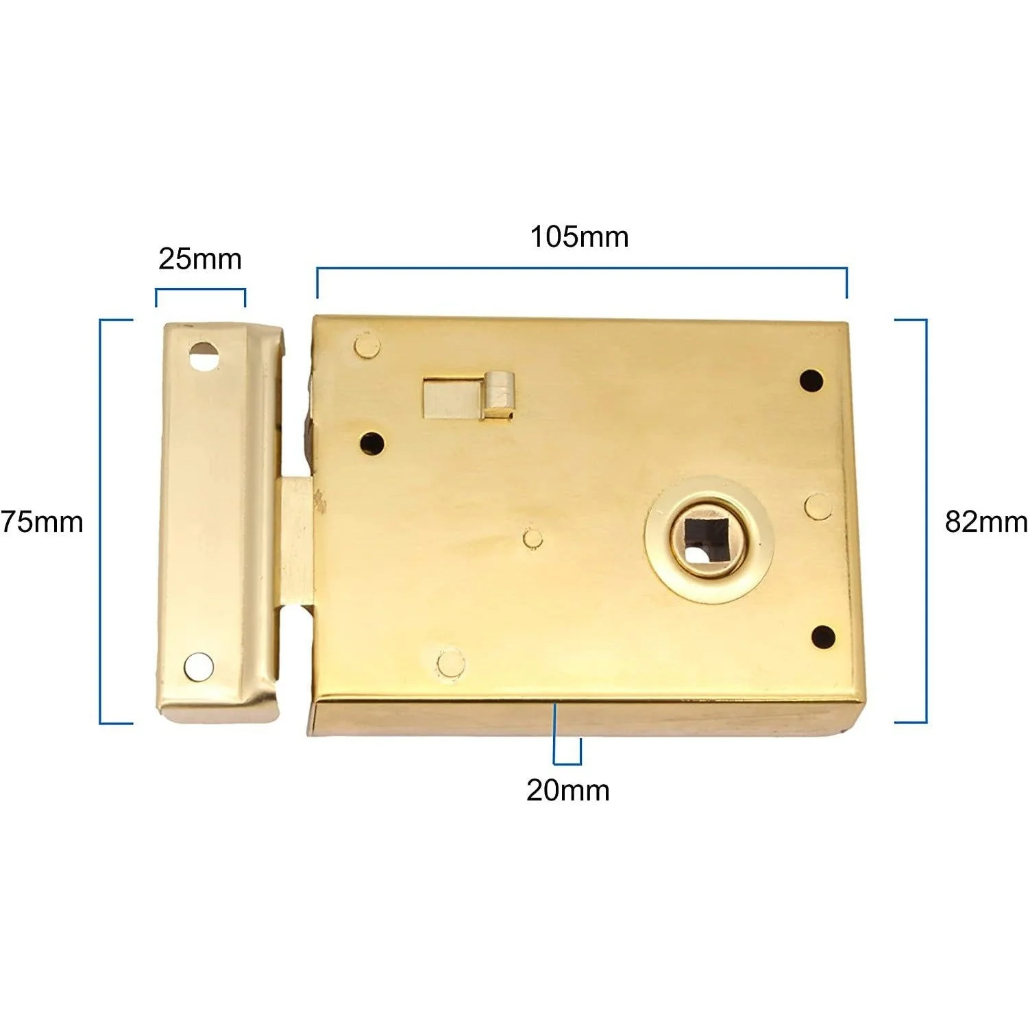 Rim Latch With Locking Snib - Brass Plated - Image 2