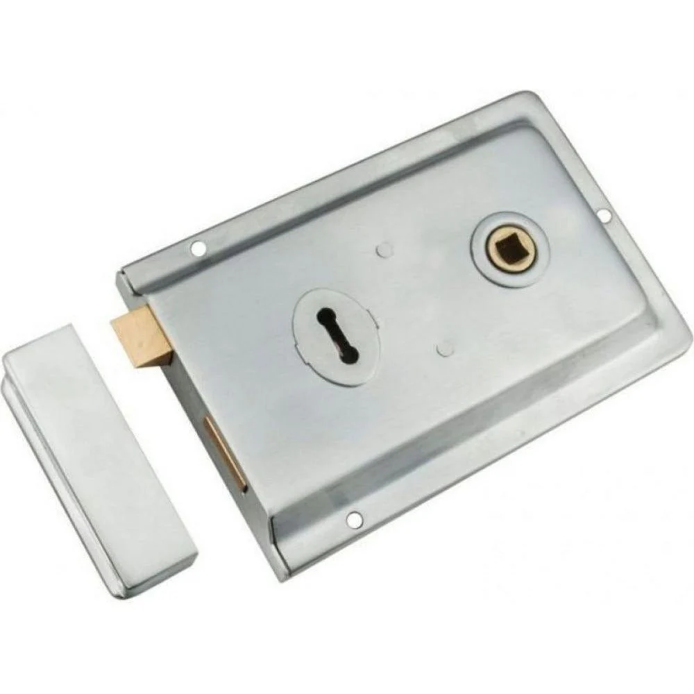 Rim Sashlock Surface Mounted Lock - 140 x 85mm - Satin Chrome