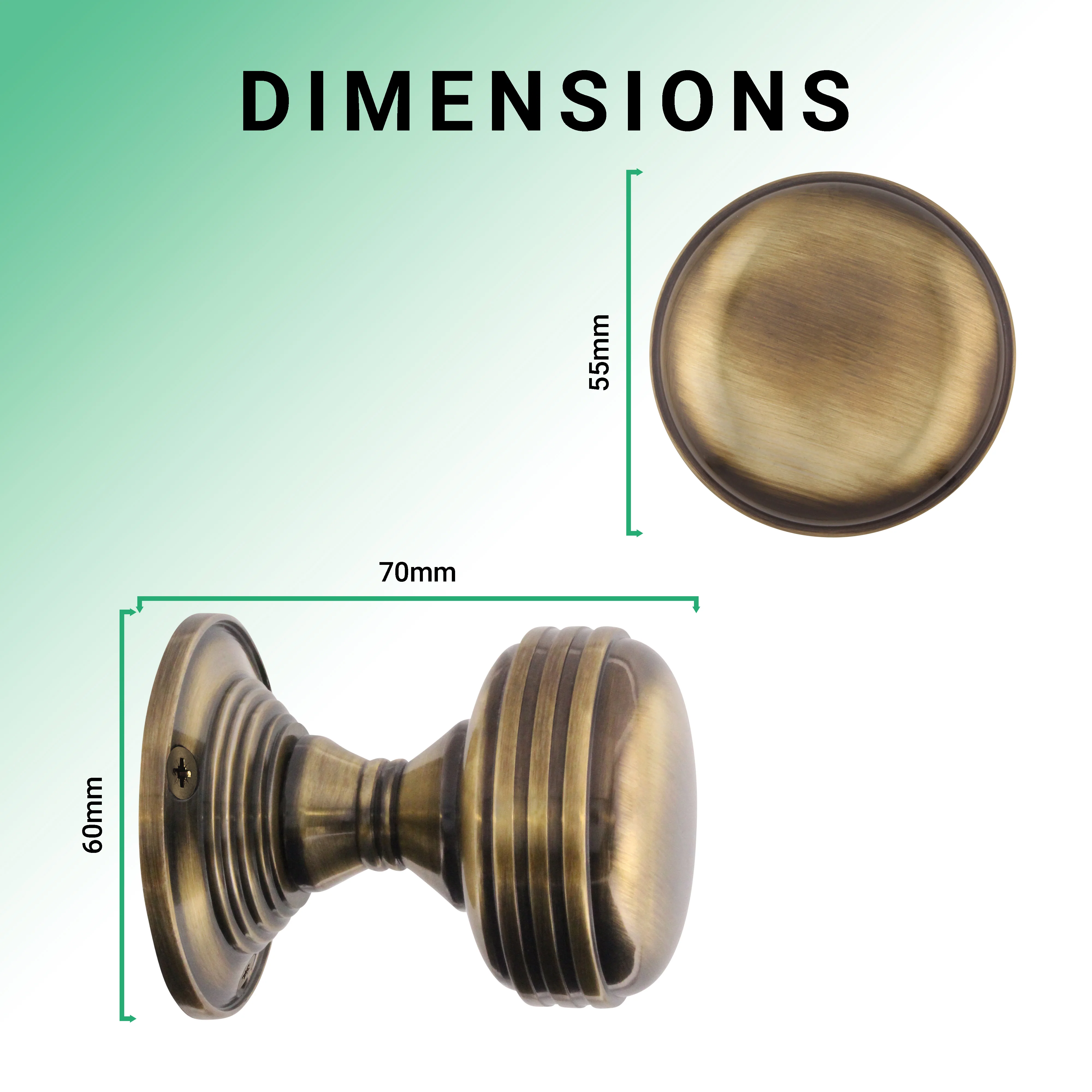 Victorian Ringed Antique Brass Mortice Door Knob - Image 3