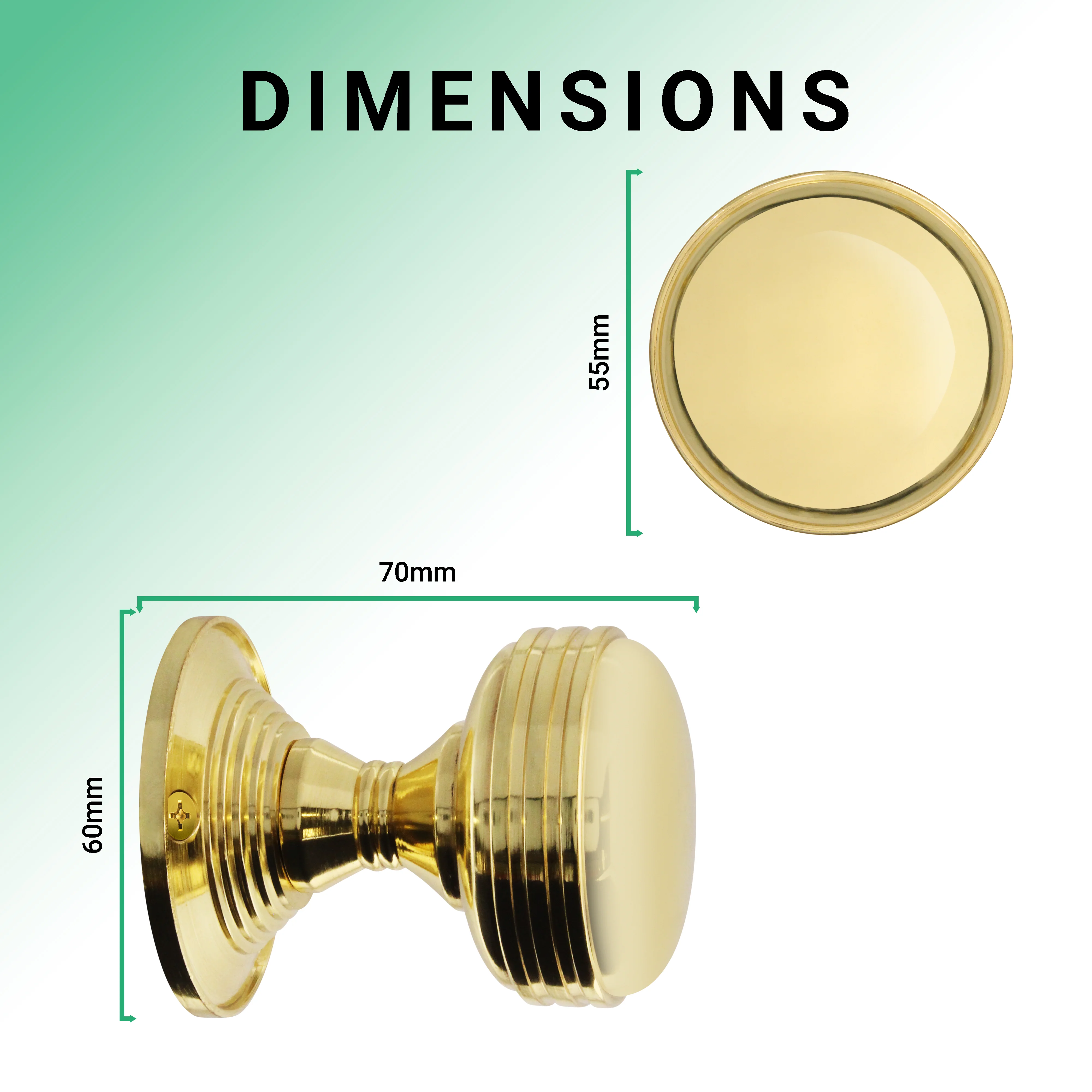 Victorian Ringed Polished Brass Mortice Door Knob - Image 3