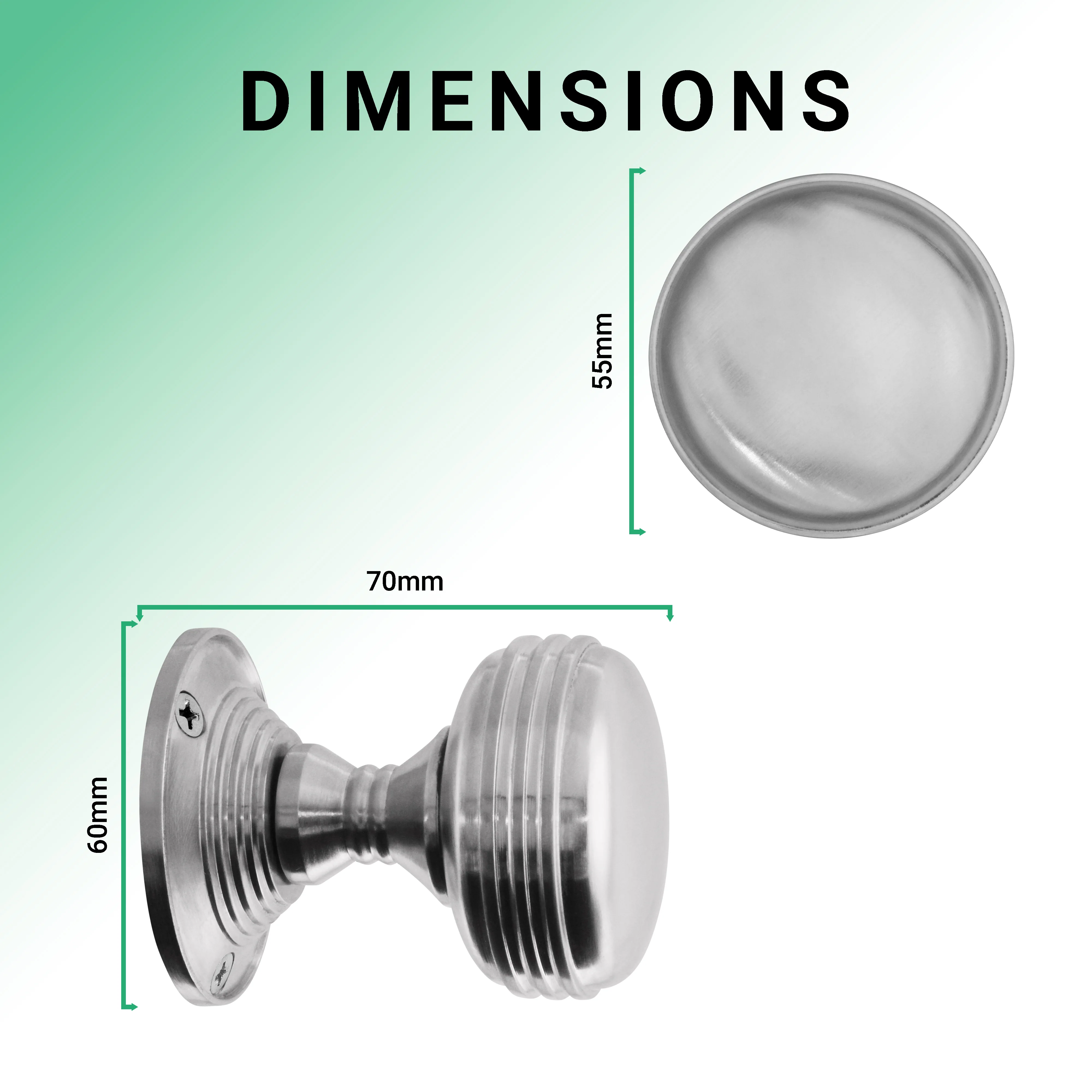 Victorian Ringed Satin Chrome Mortice Door Knob - Image 3