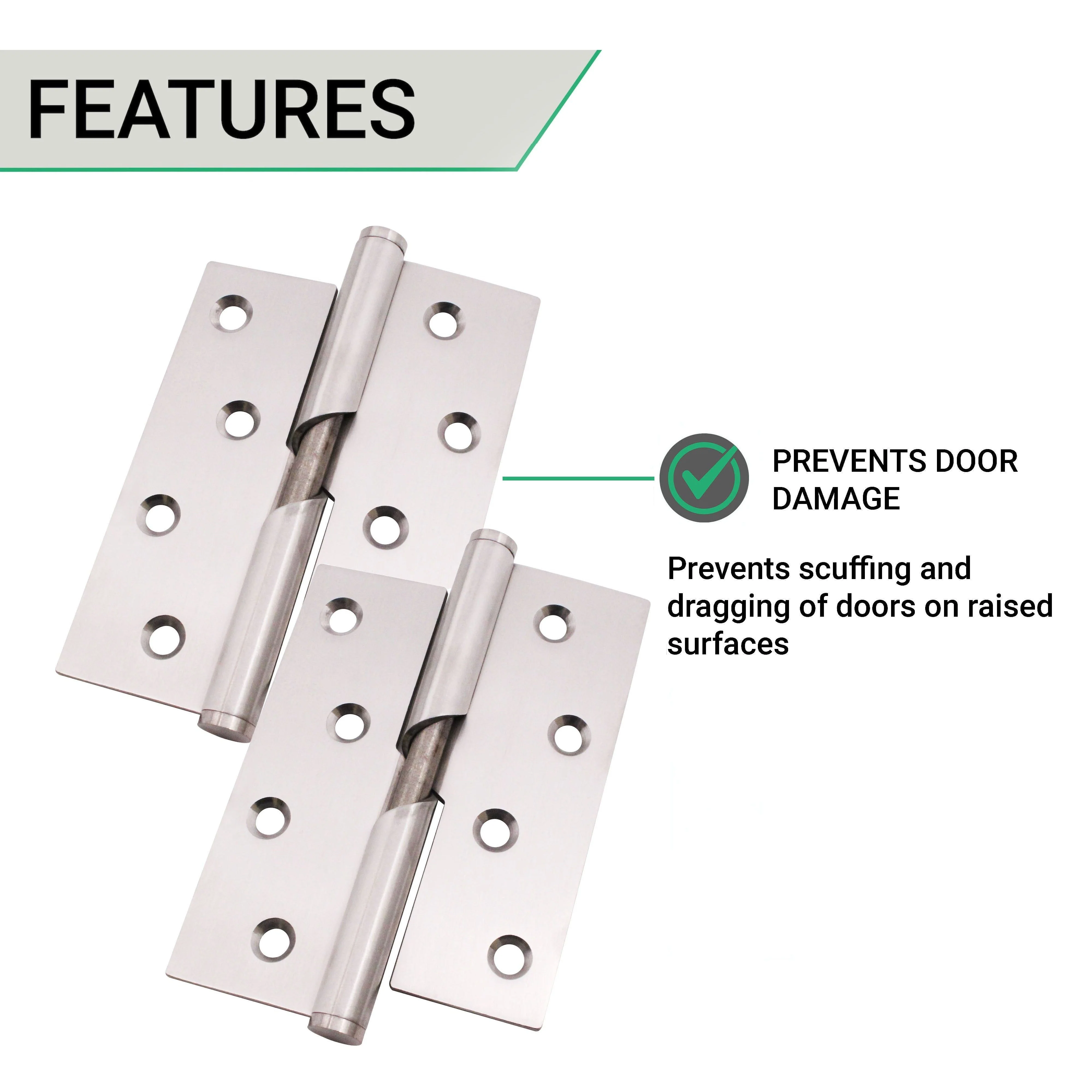 Rising Hinges 4" Stainless Steel - Left Hung Open Away - 102x76x2mm - Satin - Pair - Including Screws - Image 4