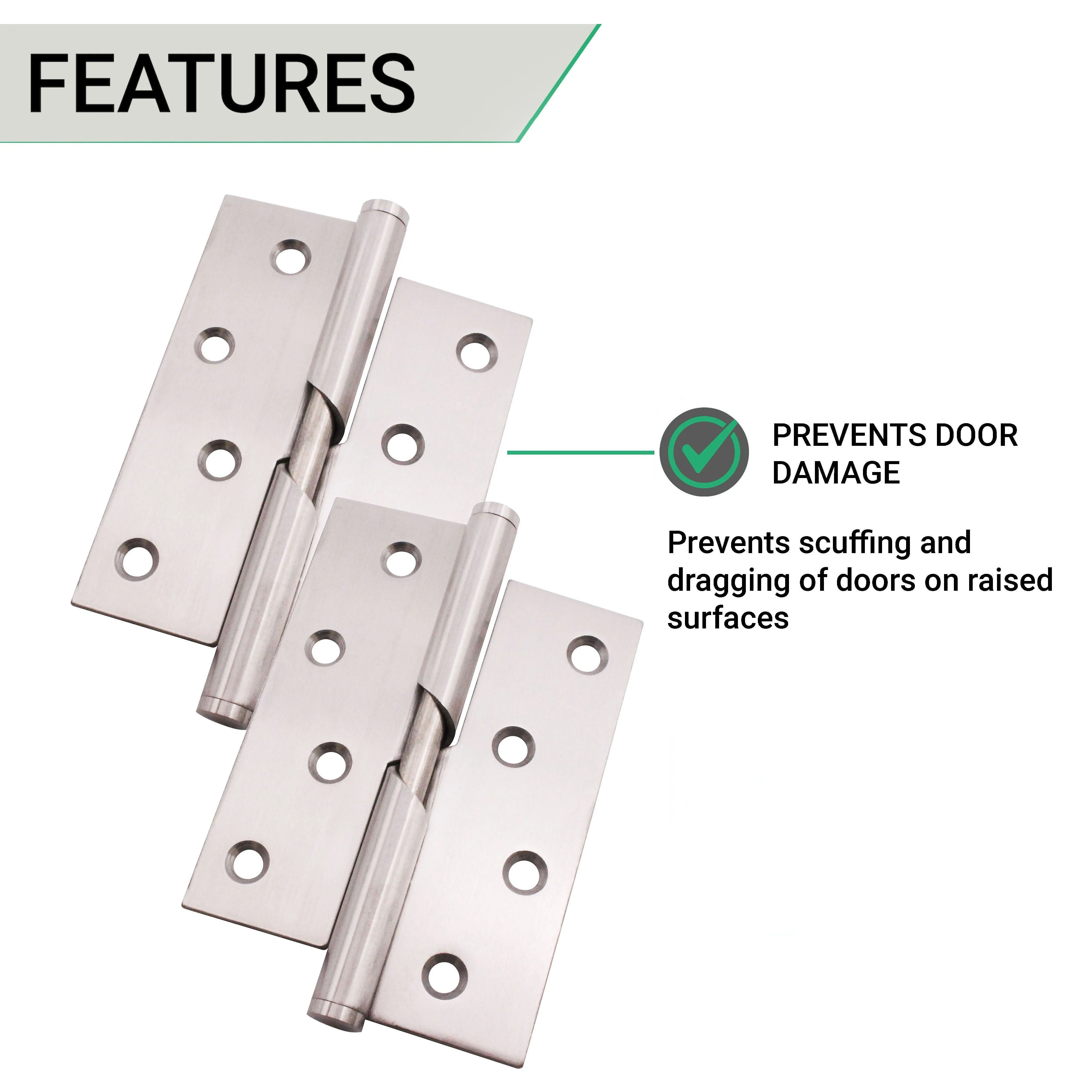 Rising Hinges 4" Stainless Steel - Right Hung Open Away - 102x76x2mm - Satin - Pair - Including Screws - Image 4