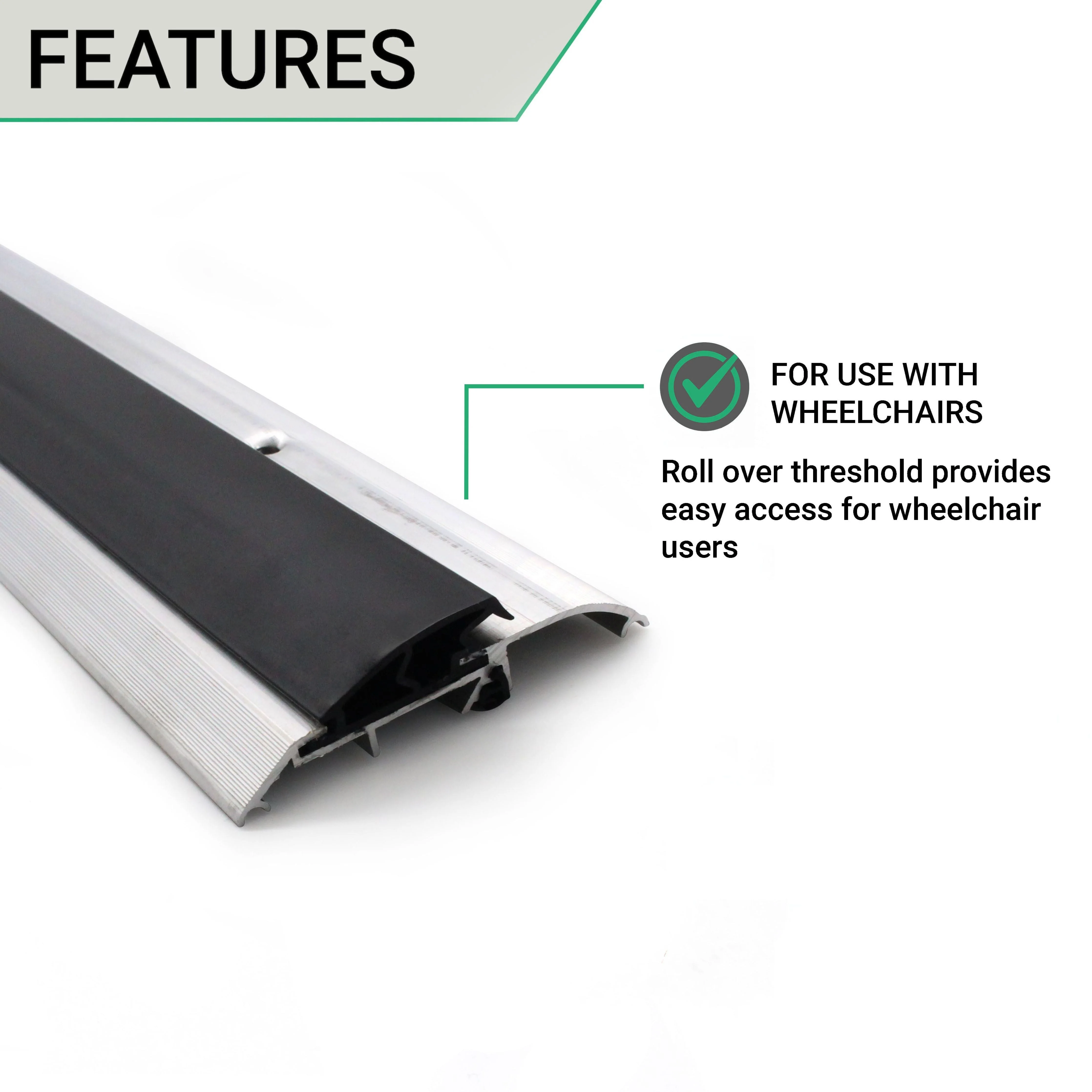 Roll Over Door Threshold Seal - Inward and Outward Opening - 1829mm - Aluminium - Image 3