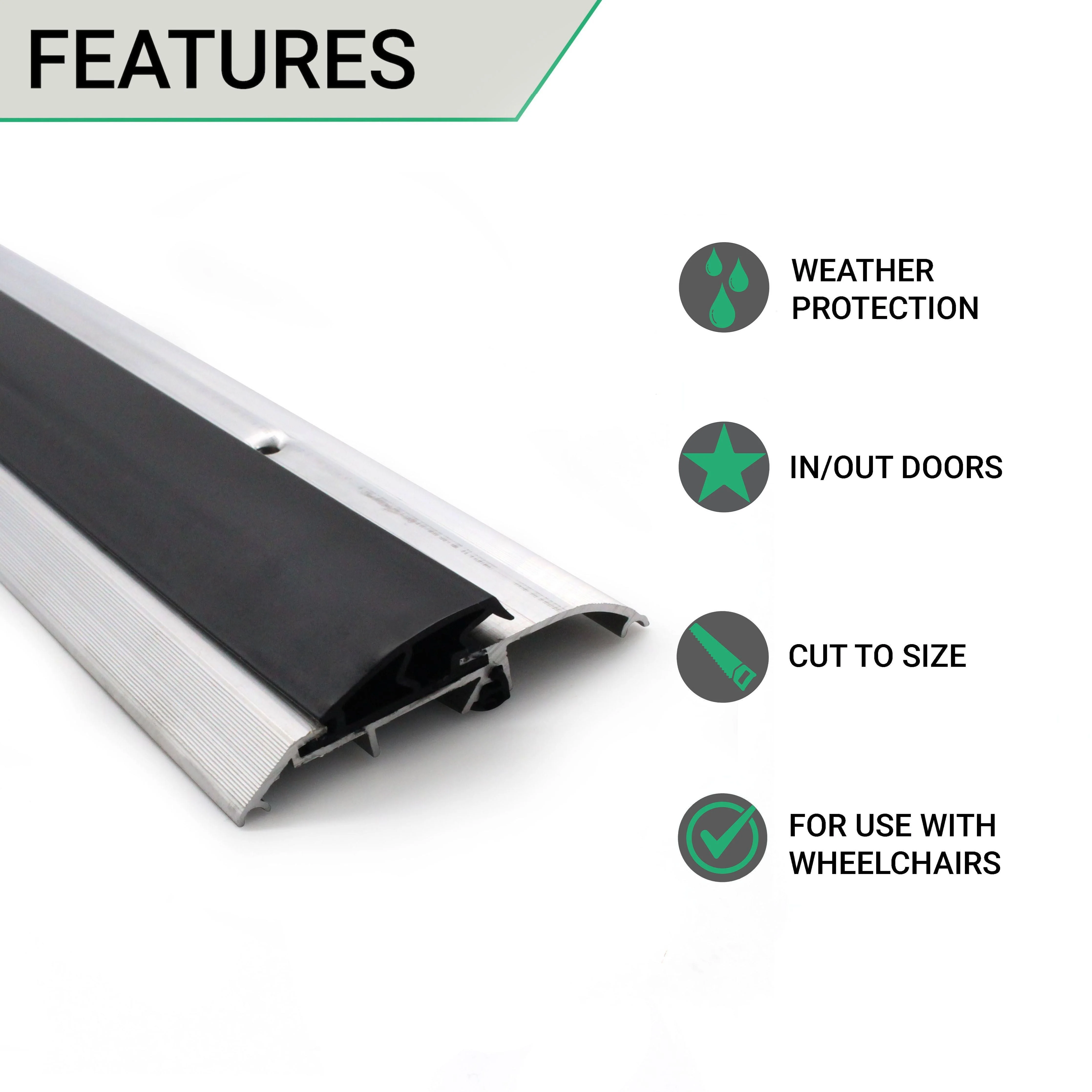 Roll Over Door Threshold Seal - Inward and Outward Opening - 914mm - Aluminium - Image 2