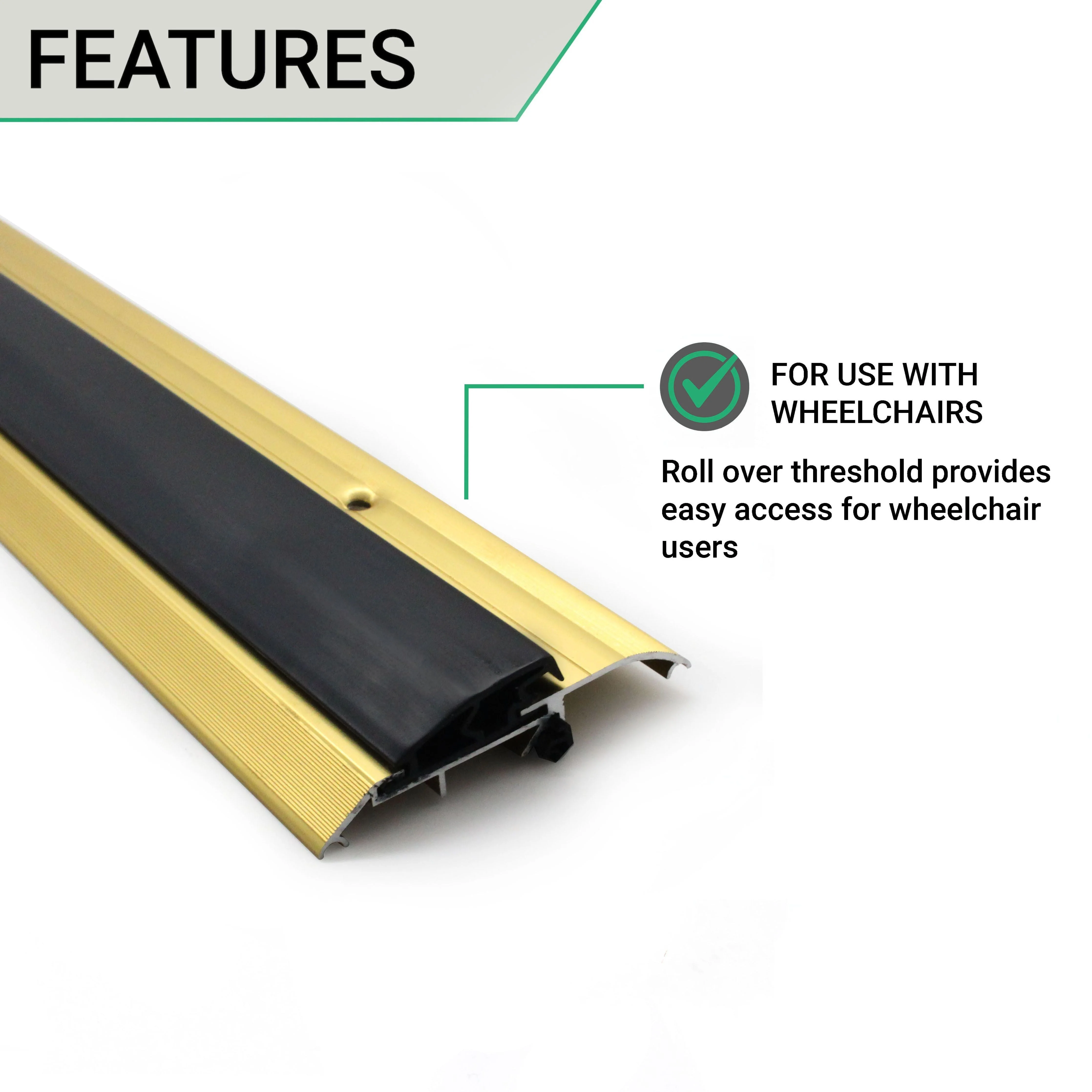 Roll Over Door Threshold Seal - Inward and Outward Opening - 914mm - Gold - Image 3