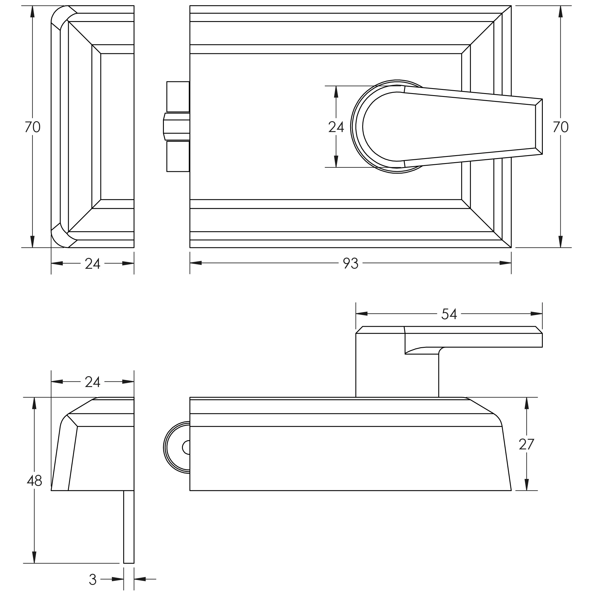 Fire Rated Roller Bolt Rim Night Latch - FD30 - 90mm Case 60mm Backset - Satin Chrome - Image 2