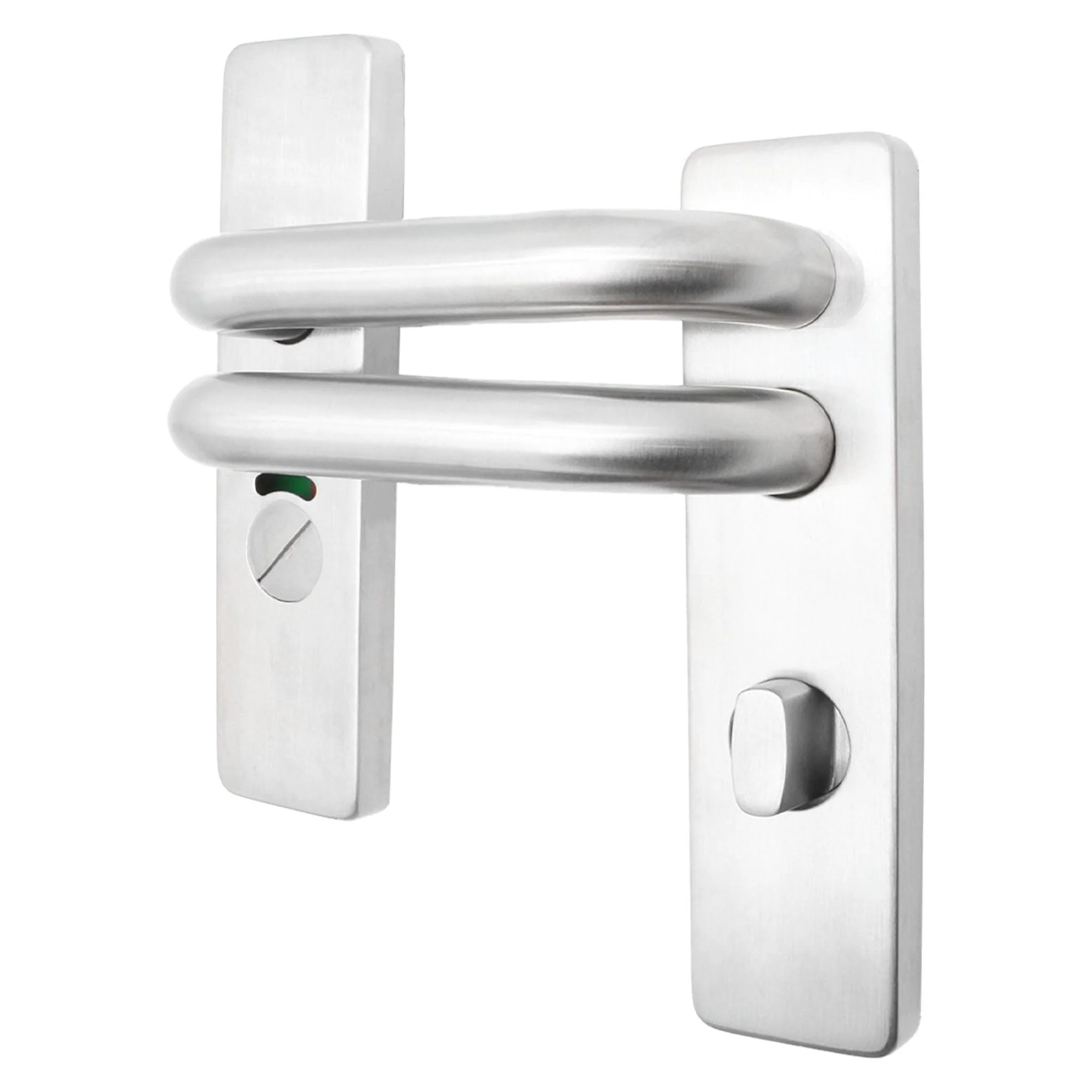 Round Bar 19mm Safety Return To Door Lever Bathroom Pack - 175 x 44mm - 66mm Lock x 75mm Hinges- Satin Stainless - Image 2