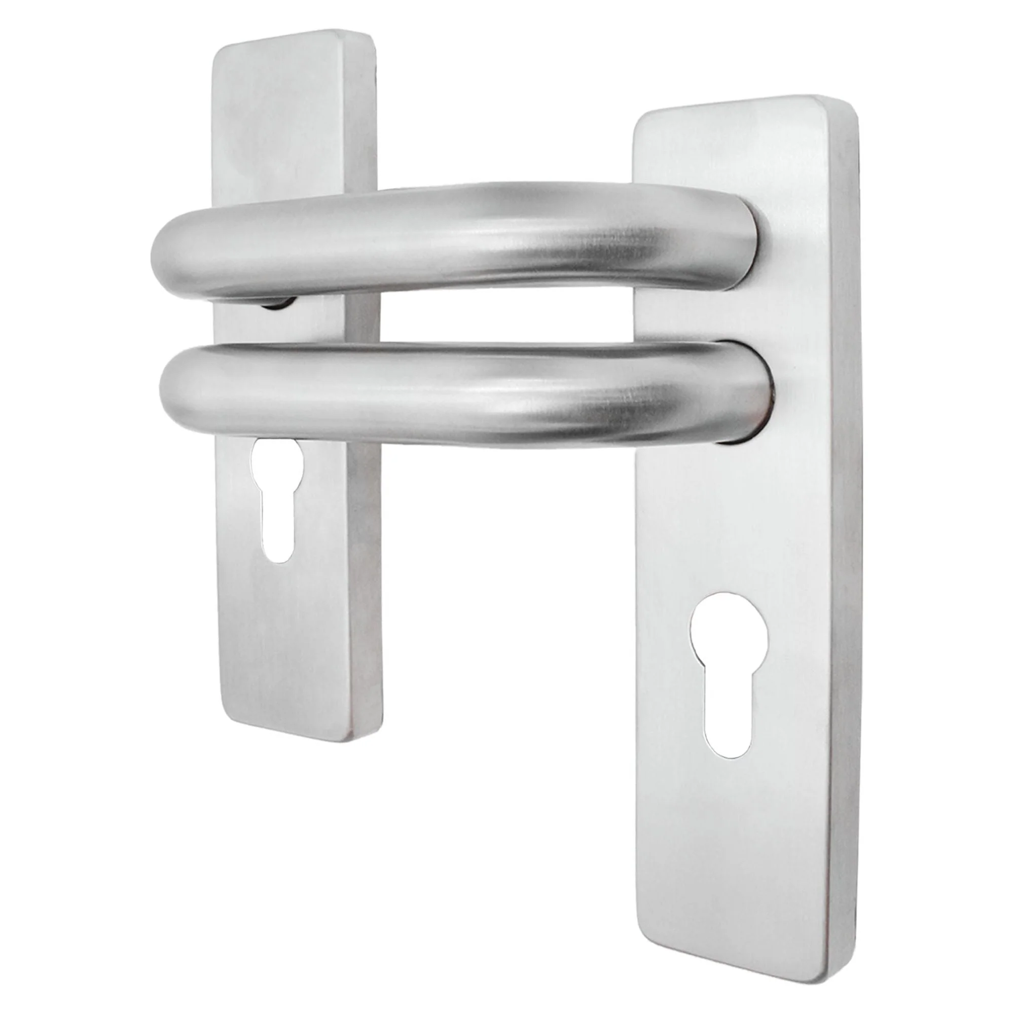 Round Bar 19mm Safety Return To Door Lever Euro Thumbturn Lock 48.5mm c/c Pack - 175x44mm - 76mm Lock x 102mm Hinges - Satin Stainless - Image 2