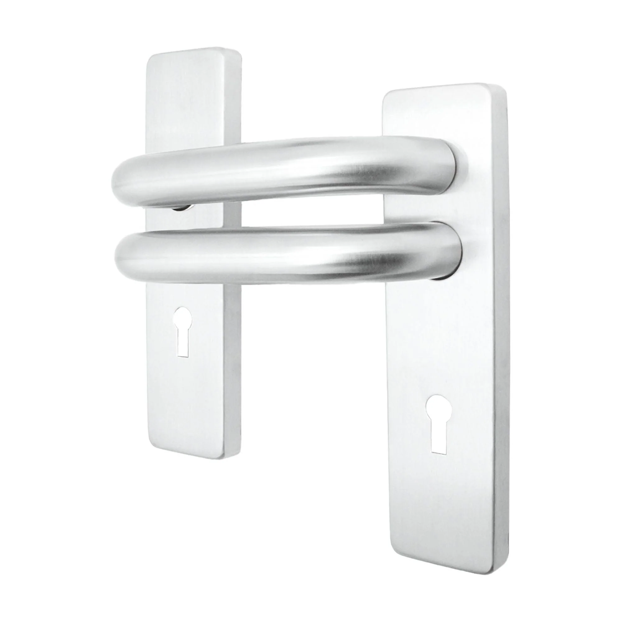Round Bar 19mm Safety Return To Door Lever Lock Pack - 175 x 44mm - 66mm Lock x 75mm Hinges - Satin Stainless - Image 2