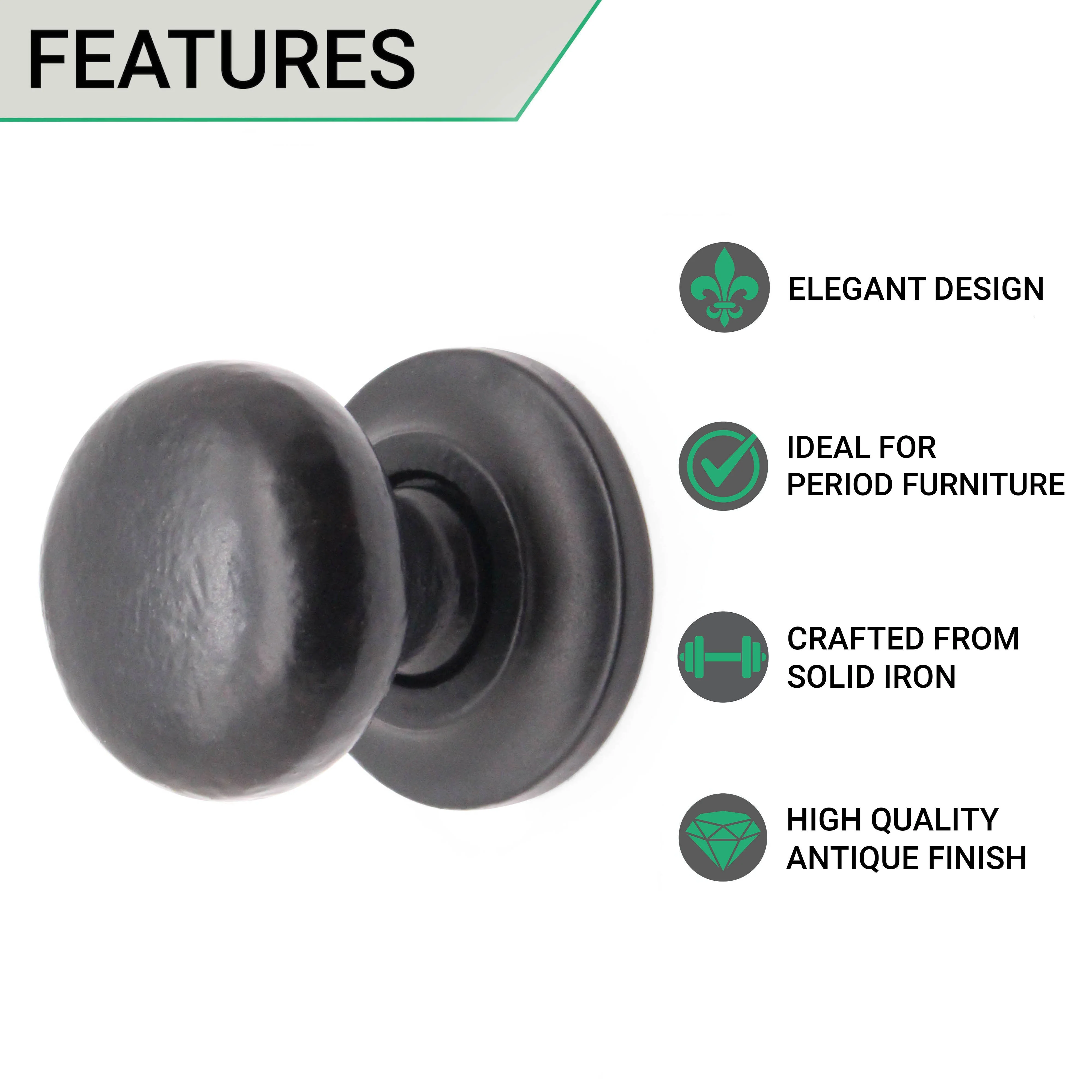 Round Cupboard Knob - 25mm - Black Antique Iron - Image 2