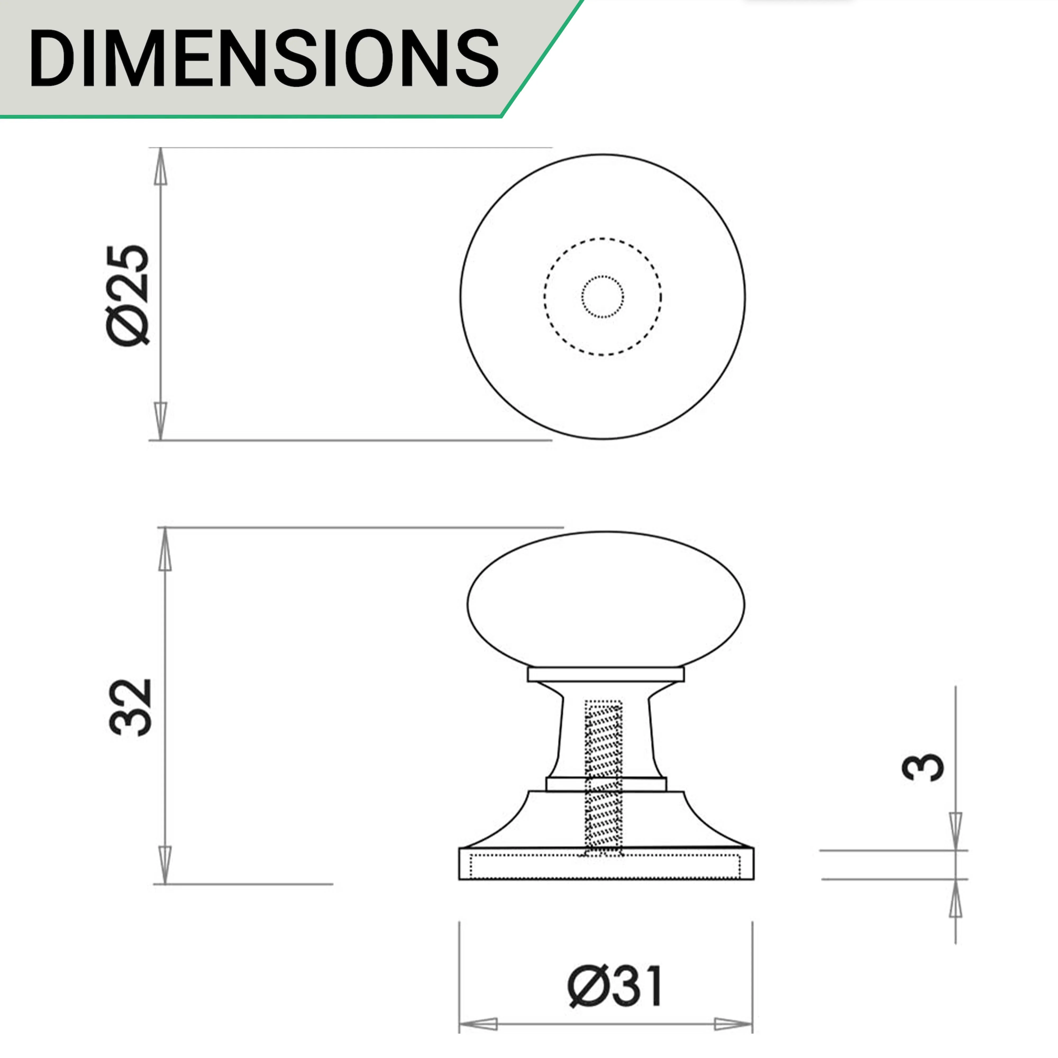 Round Cupboard Knob - 25mm - Black Antique Iron - Image 4