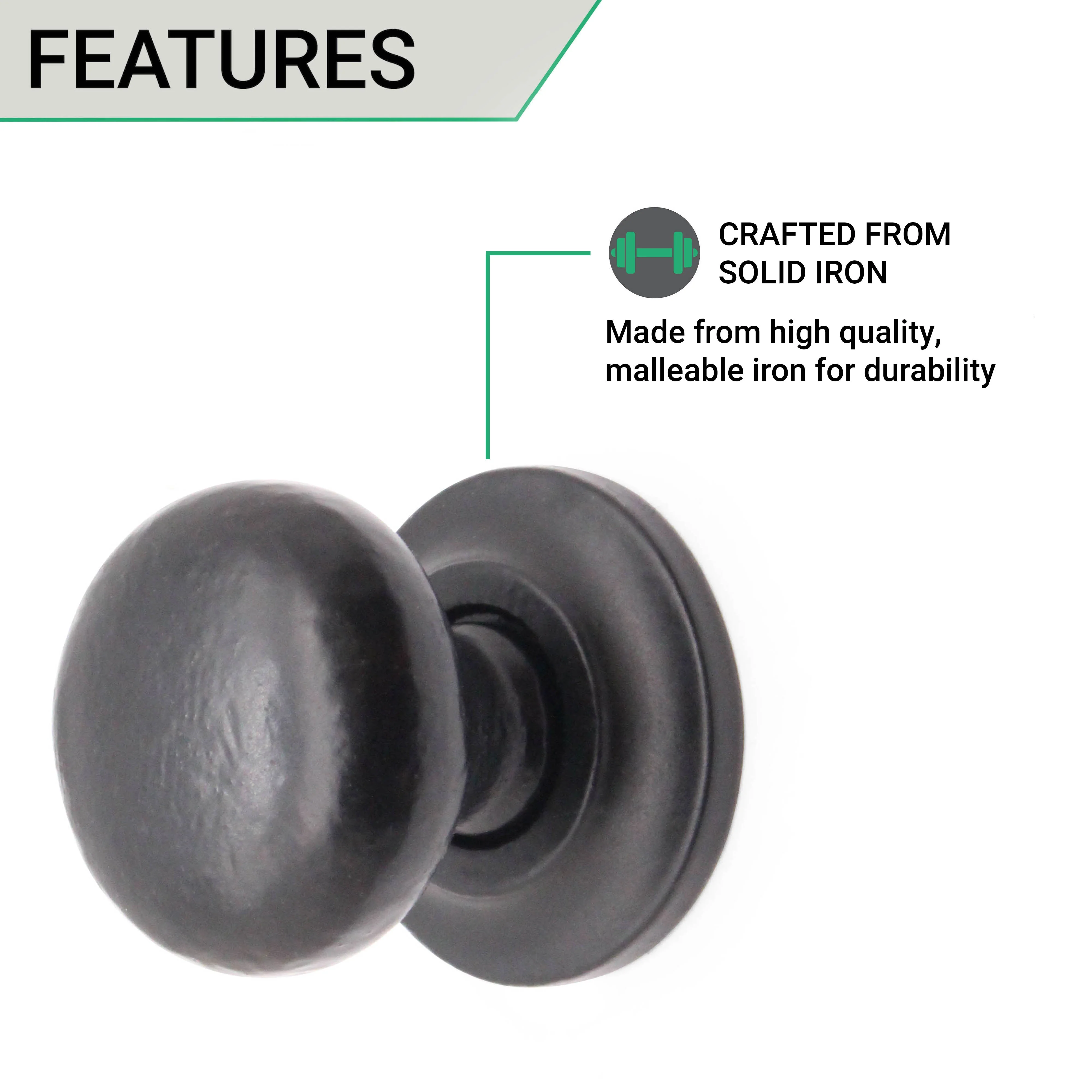Round Cupboard Knob - 38mm - Black Antique Iron - Image 3