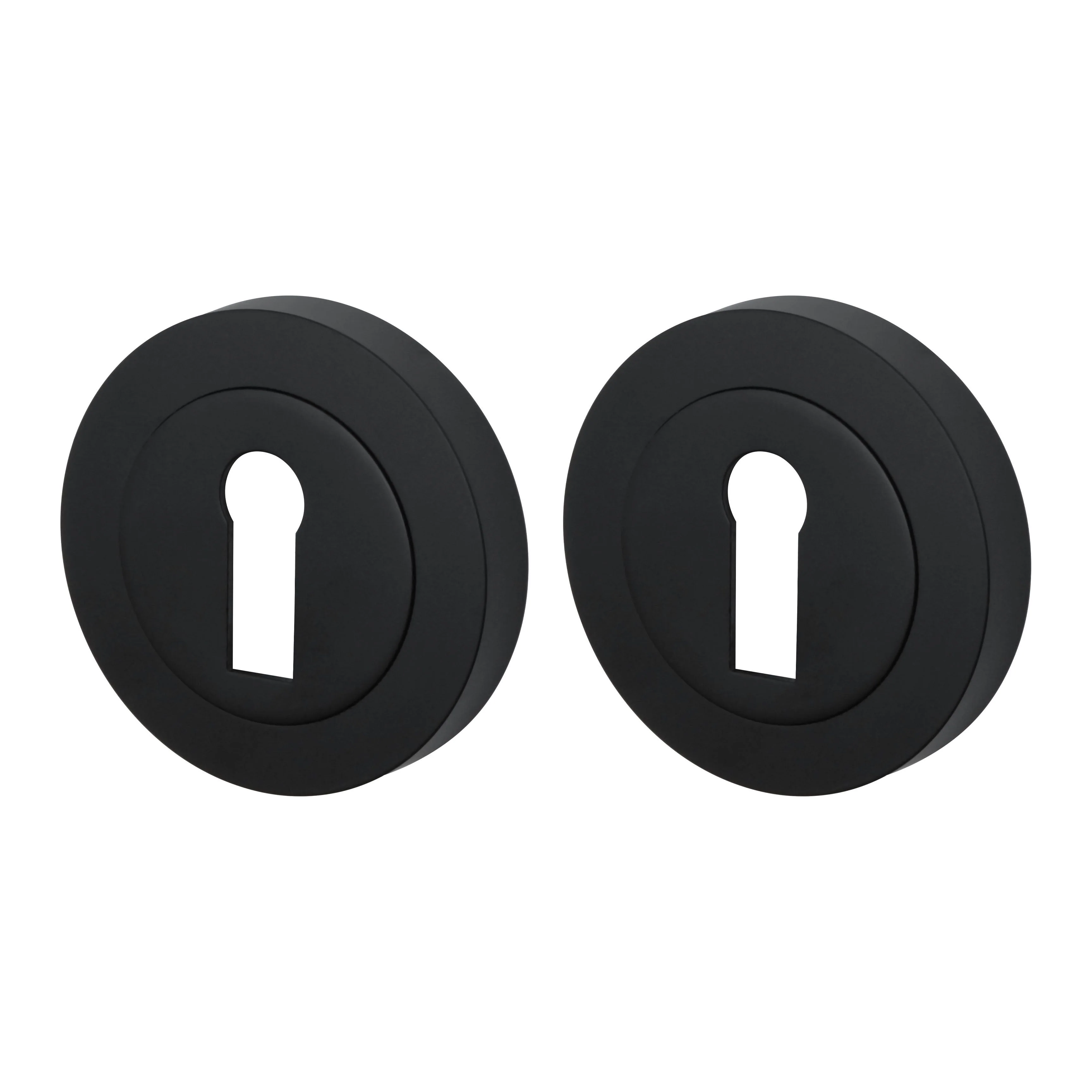 Round Keyhole Escutcheons Nola Pattern - 51mm - Matt Black - Pair