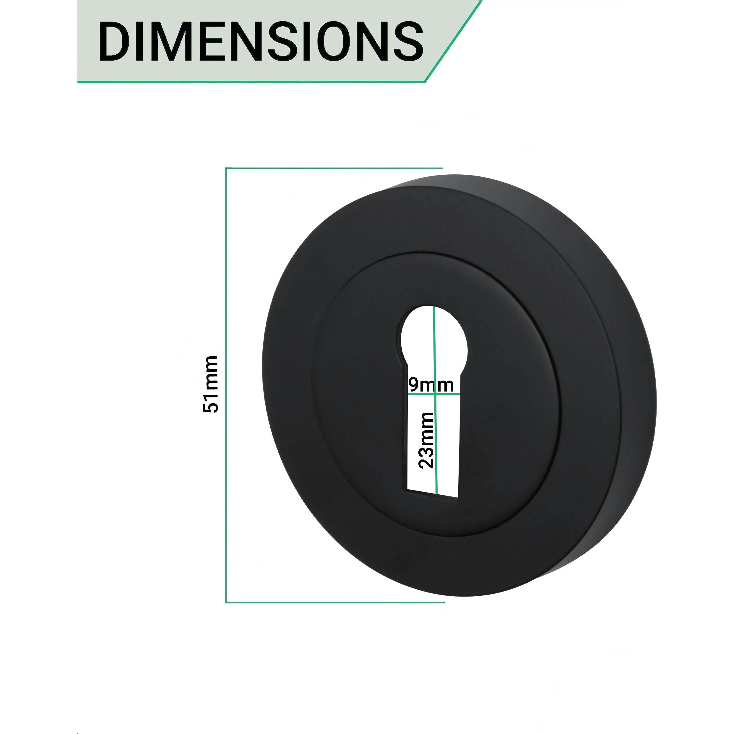 Round Keyhole Escutcheons Nola Pattern - 51mm - Matt Black - Pair - Image 3