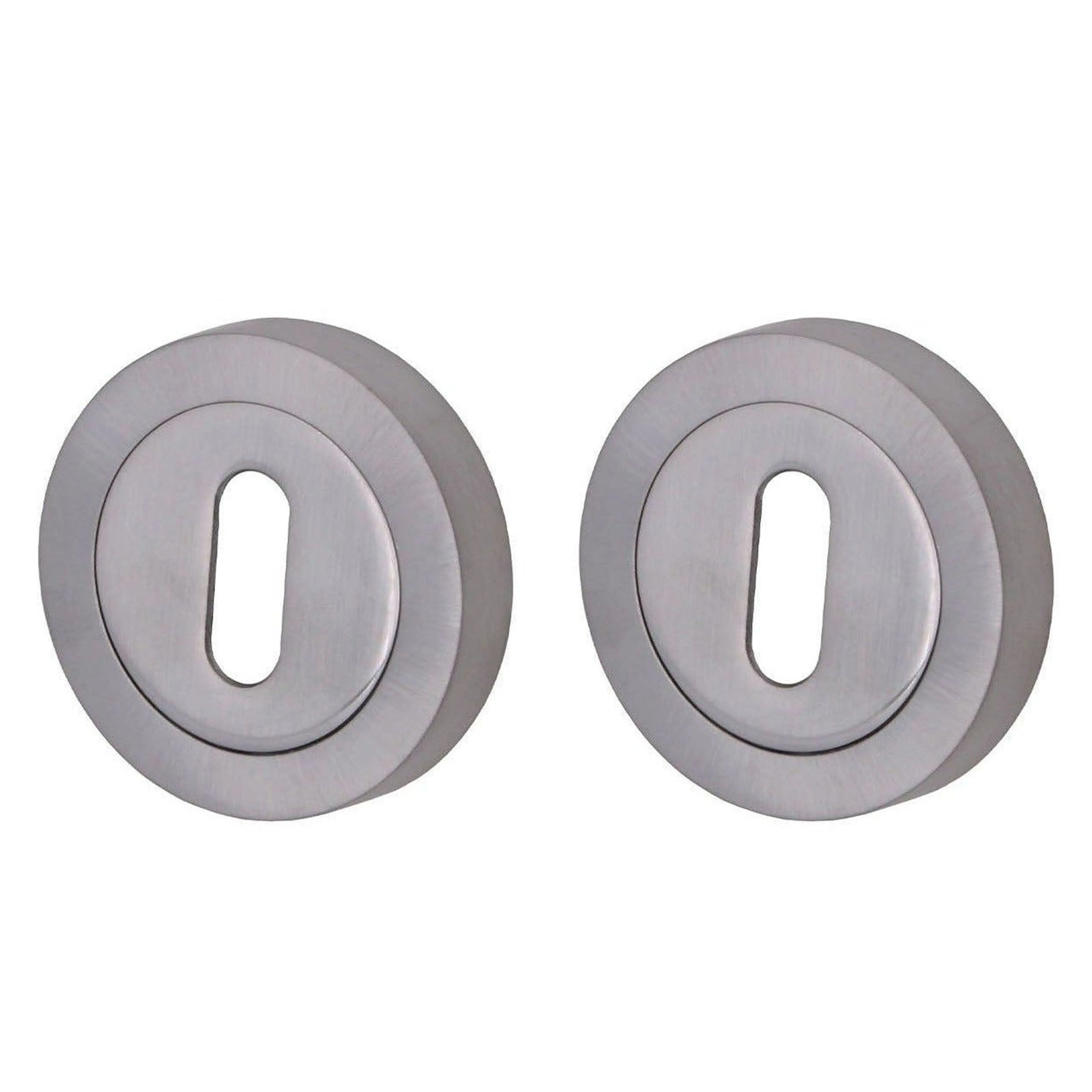 Round Keyhole Escutcheons Nola Pattern - 51mm - Satin Chrome - Pair