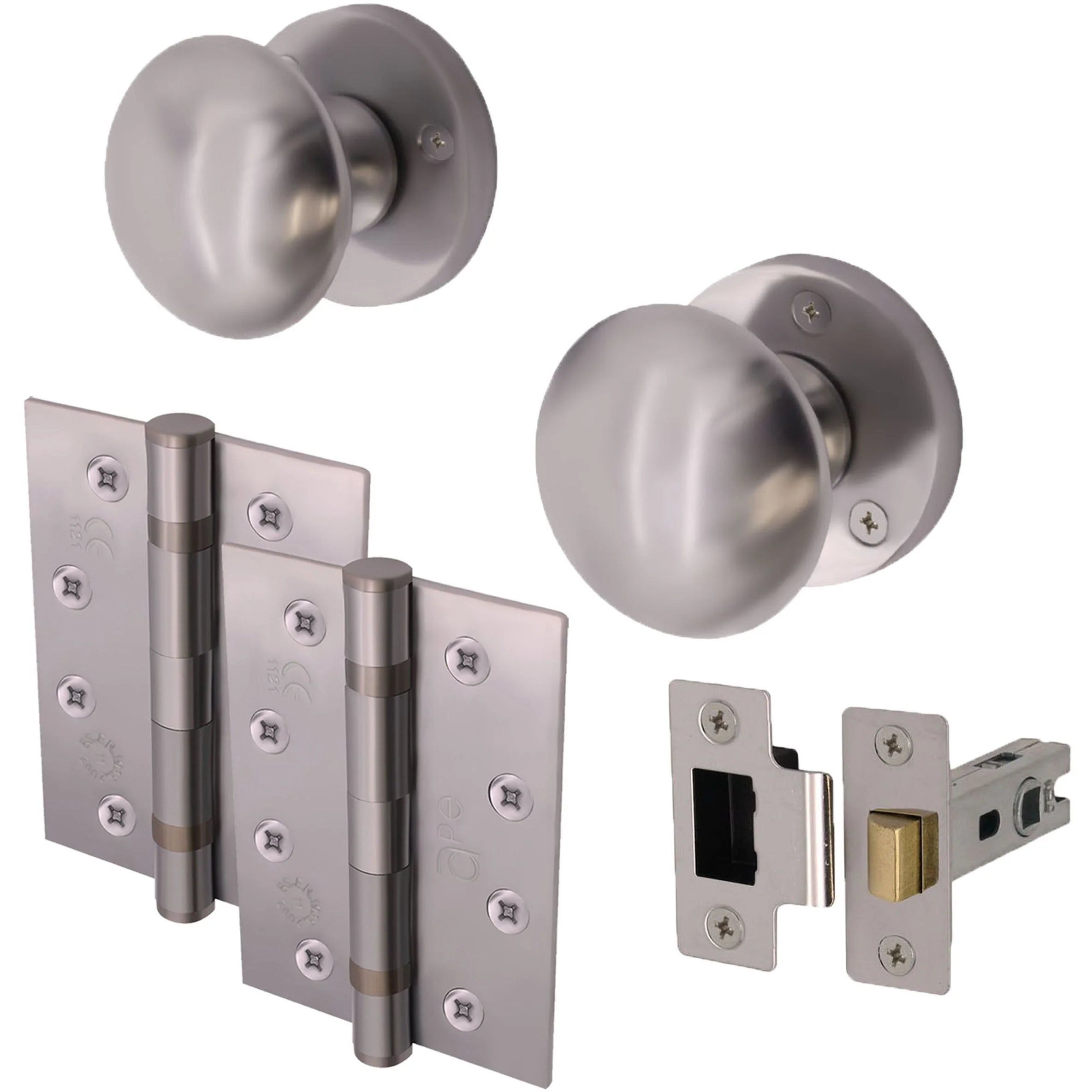 Victorian Satin Chrome Mortice Door Knob Kit - 76mm Latch - 102mm Hinges
