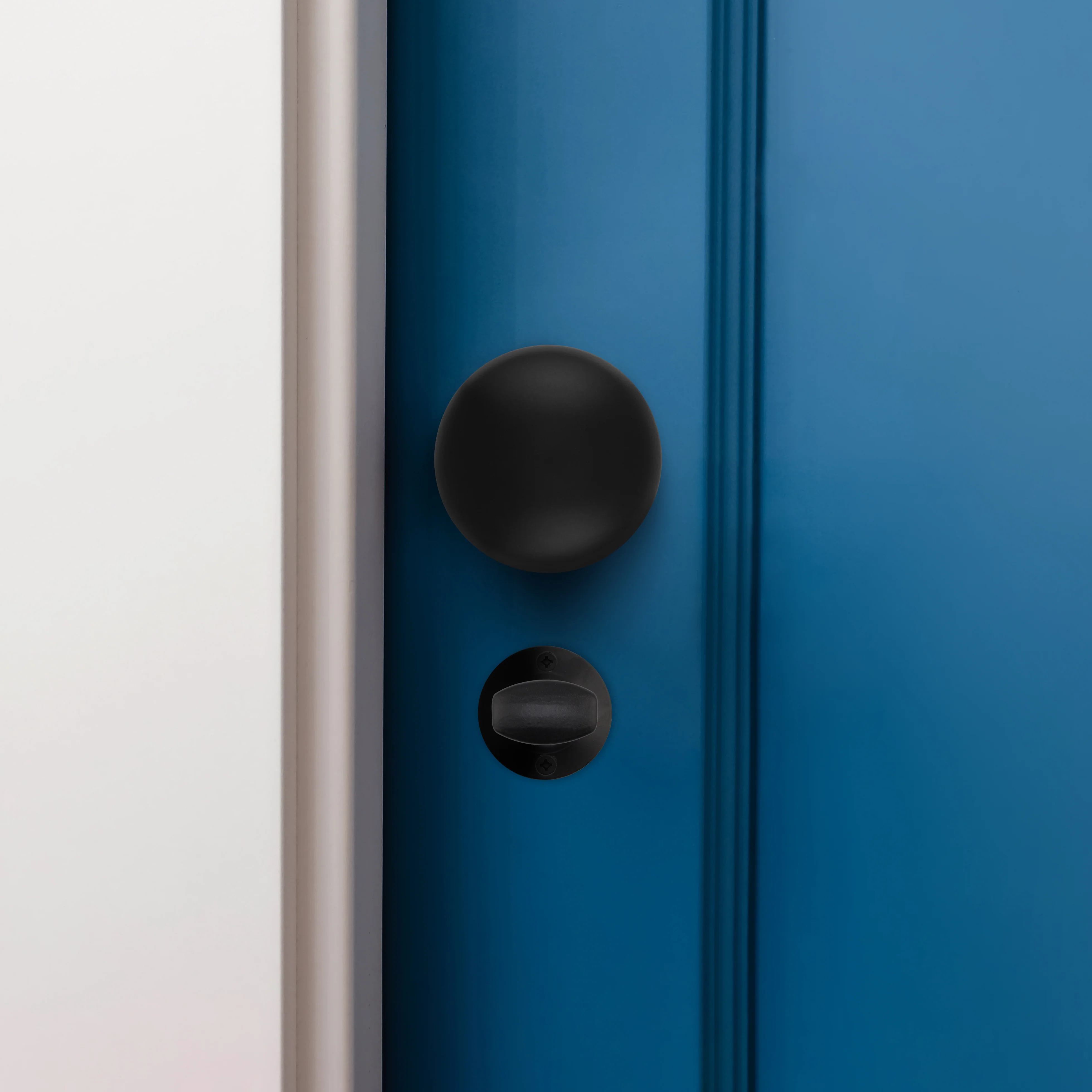 Victorian Matt Black Mortice Door Knob Kit - 80mm Bathroom Lock - 76mm Hinges - Image 6