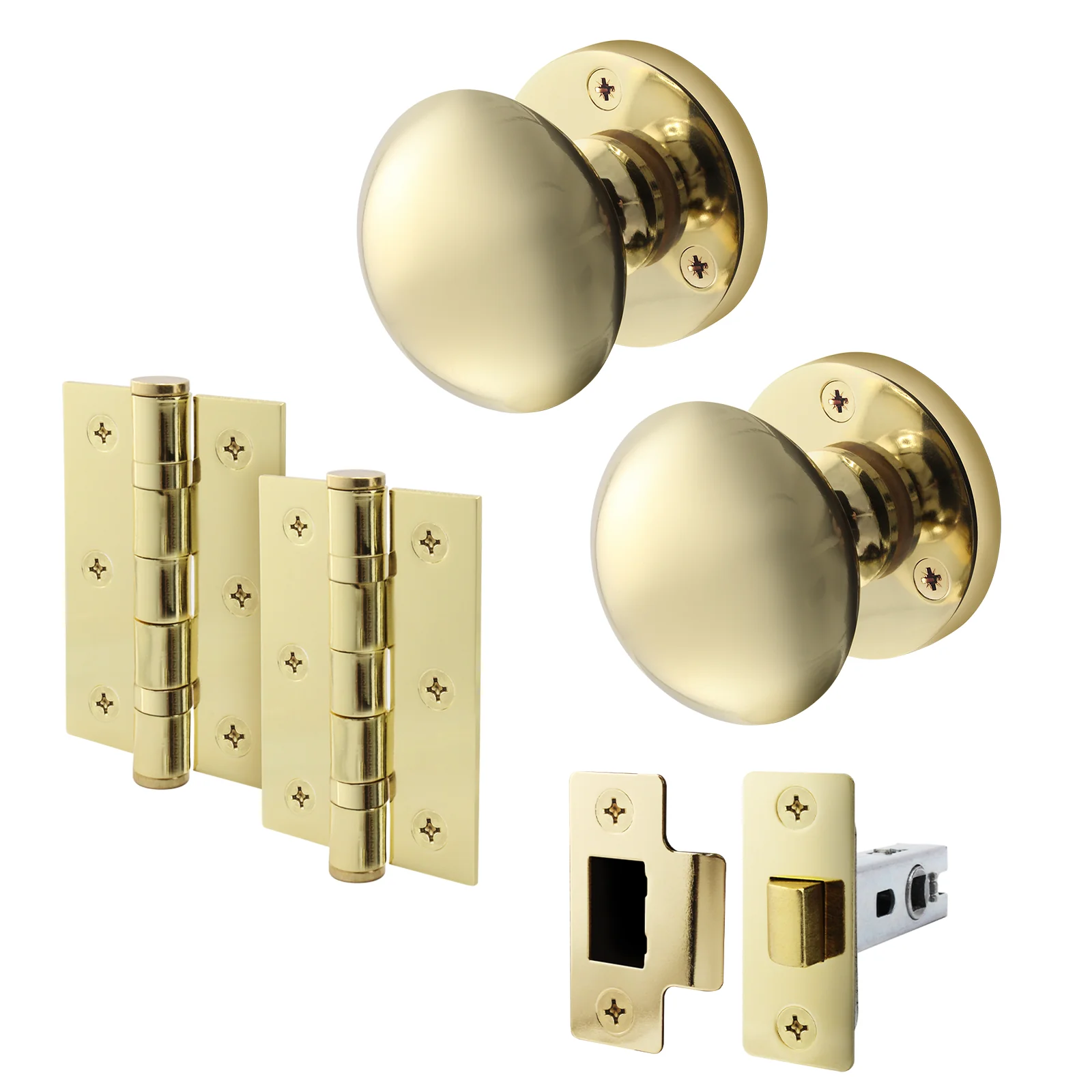 Victorian Polished Brass Mortice Door Knob Kit - 76mm Latch