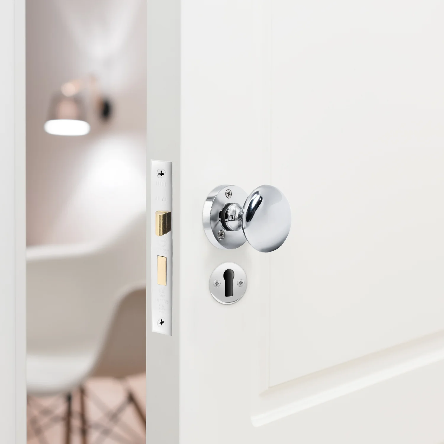 Victorian Polished Chrome Mortice Door Knob Kit - 80mm Sashlock - Image 5