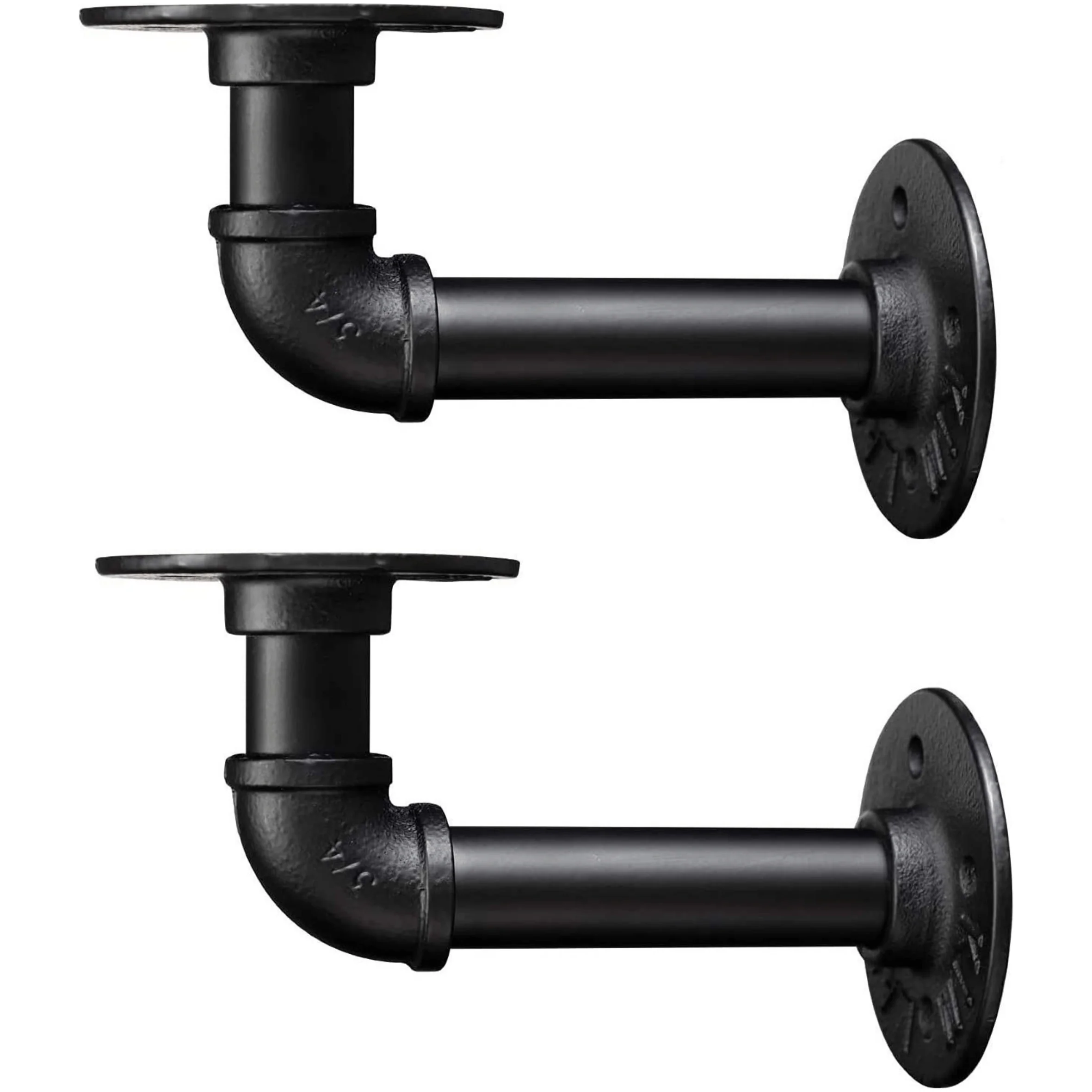 Rustic Pipe Shelf Brackets Cast Iron Scaffold Type - Pair / 2 Brackets - Dual 100/160mm - Matt Black - Image 5