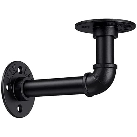 Rustic Pipe Shelf Brackets Cast Iron Scaffold Type - Pair / 2 Brackets - Dual 100/160mm - Matt Black - Image 7