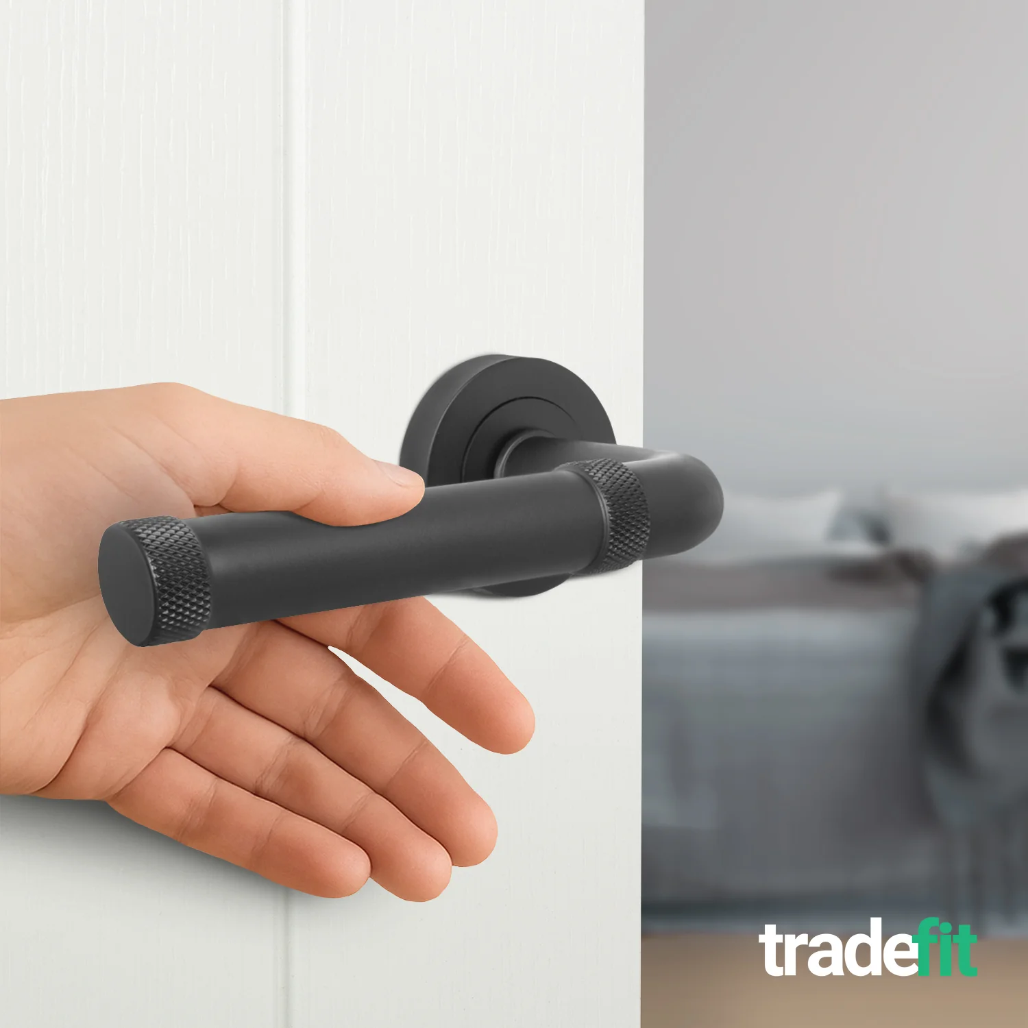 Santana Matt Black Lever on Rose Door Handles - Heavy Duty - FD30/60 Rated - Image 5
