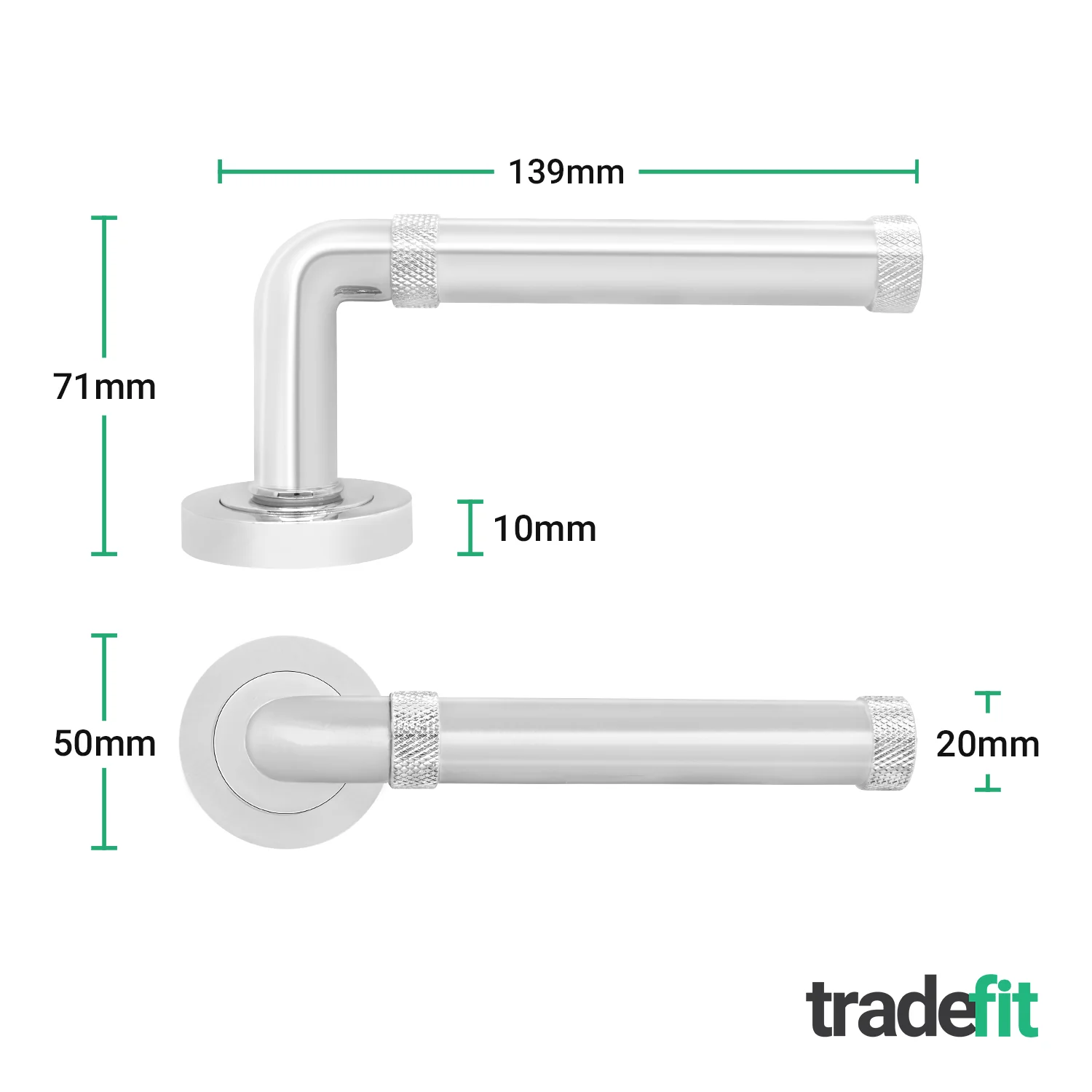 Santana Polished Chrome Lever on Rose Door Handle Kit - Medium Duty FD30/60 - 80mm Euro Sashlock and Double Cylinder - Keyed Alike - Image 5