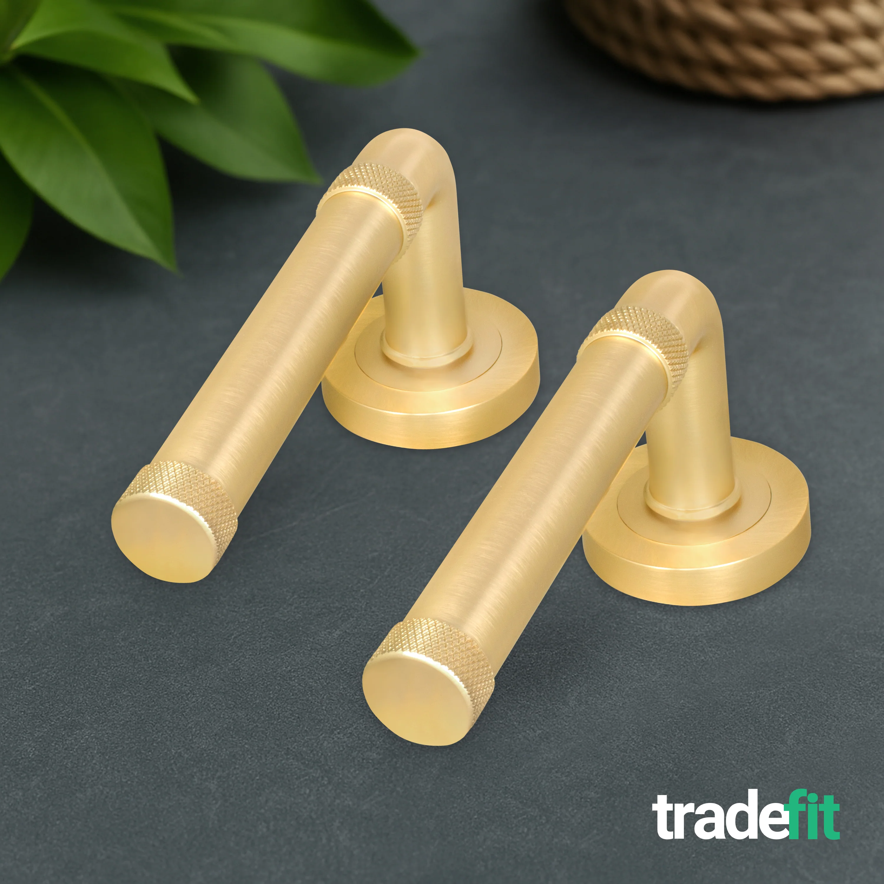 Santana Satin Brass Lever on Rose Door Handle Kit - Sashlock - Image 7
