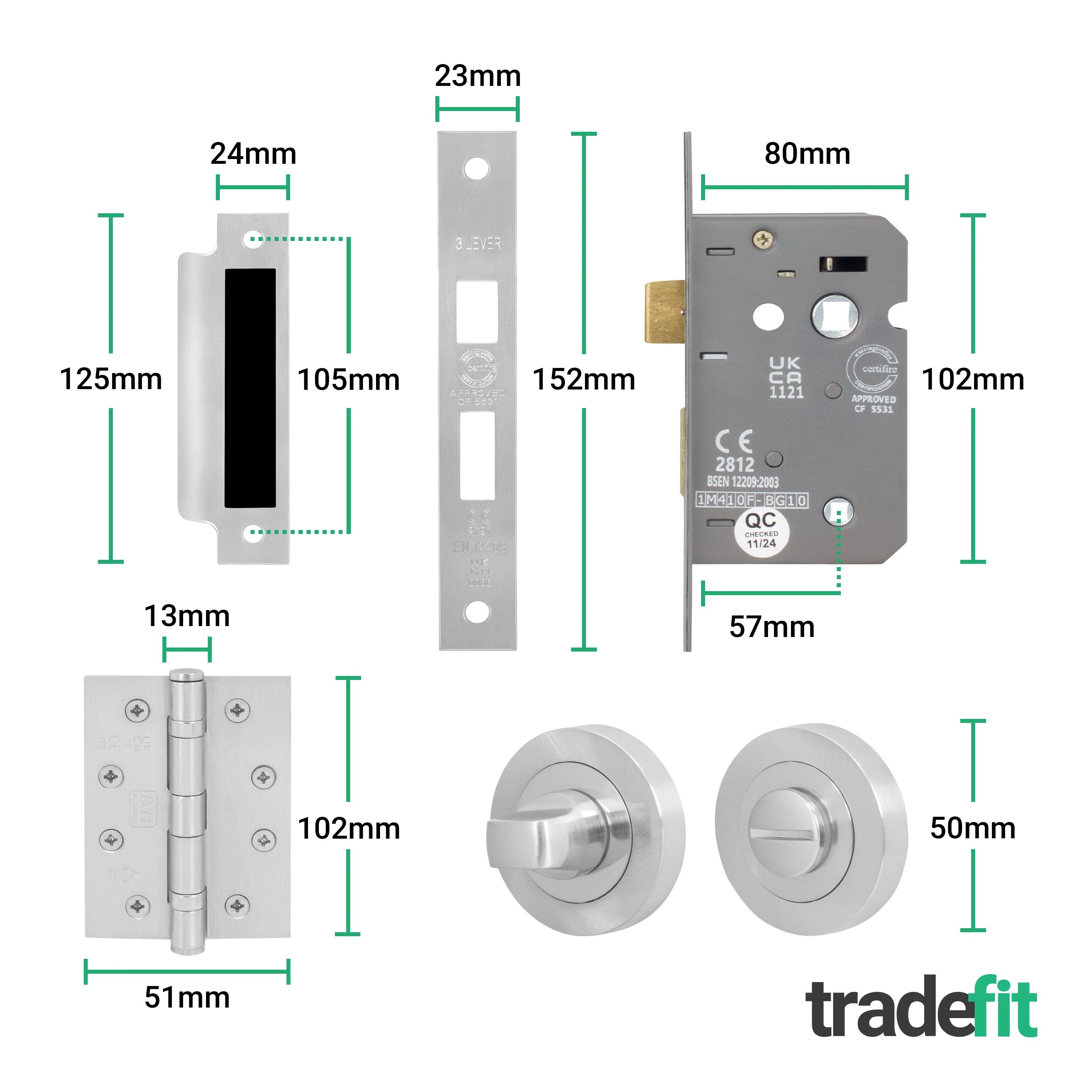 Santana Satin Nickel Lever on Rose Door Handle Kit - 64mm Bathroom Lock - Image 5