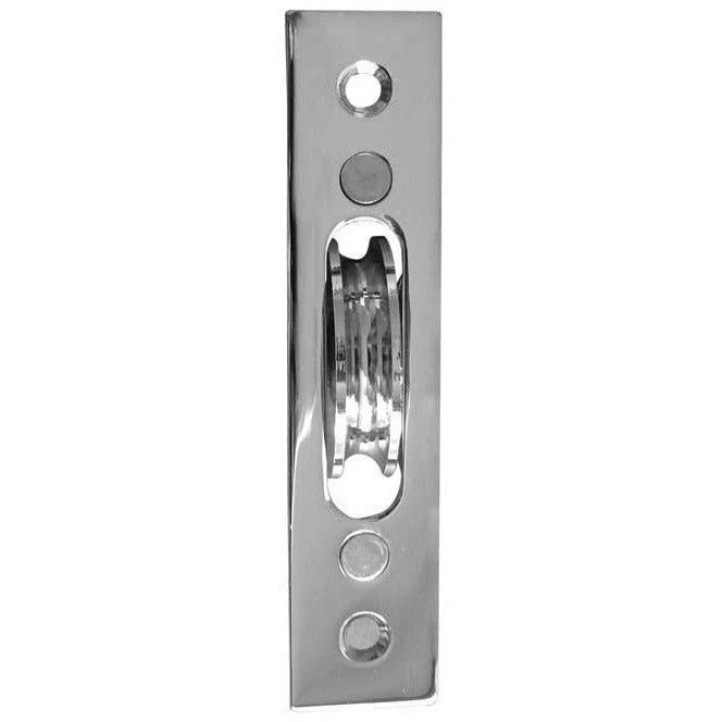 Sash Pulley 40mm Roller - 118x26mm - Polished Chrome