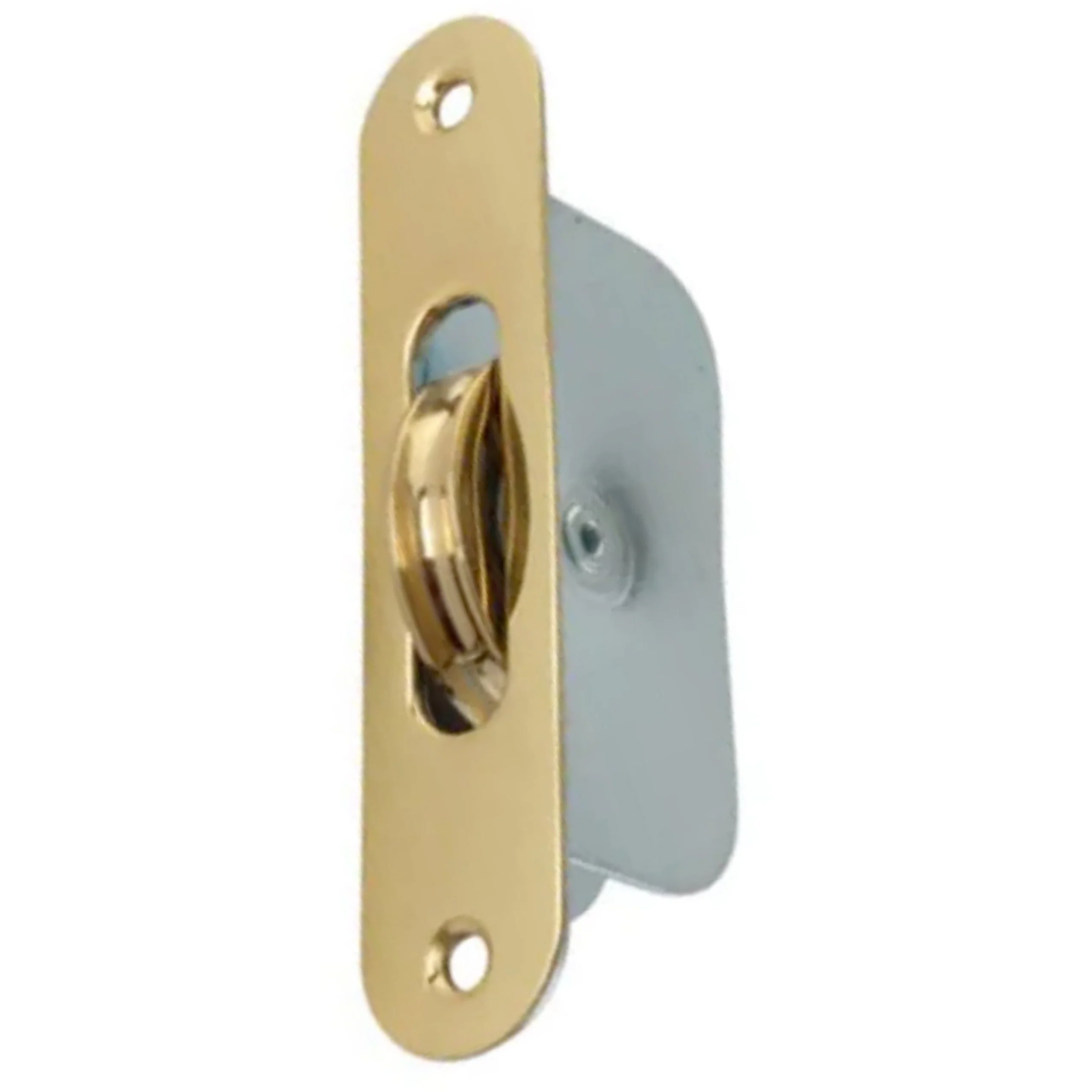 Sash Pulley Brass 40mm Roller Radius Faceplate - 118x26mm - Polished Brass