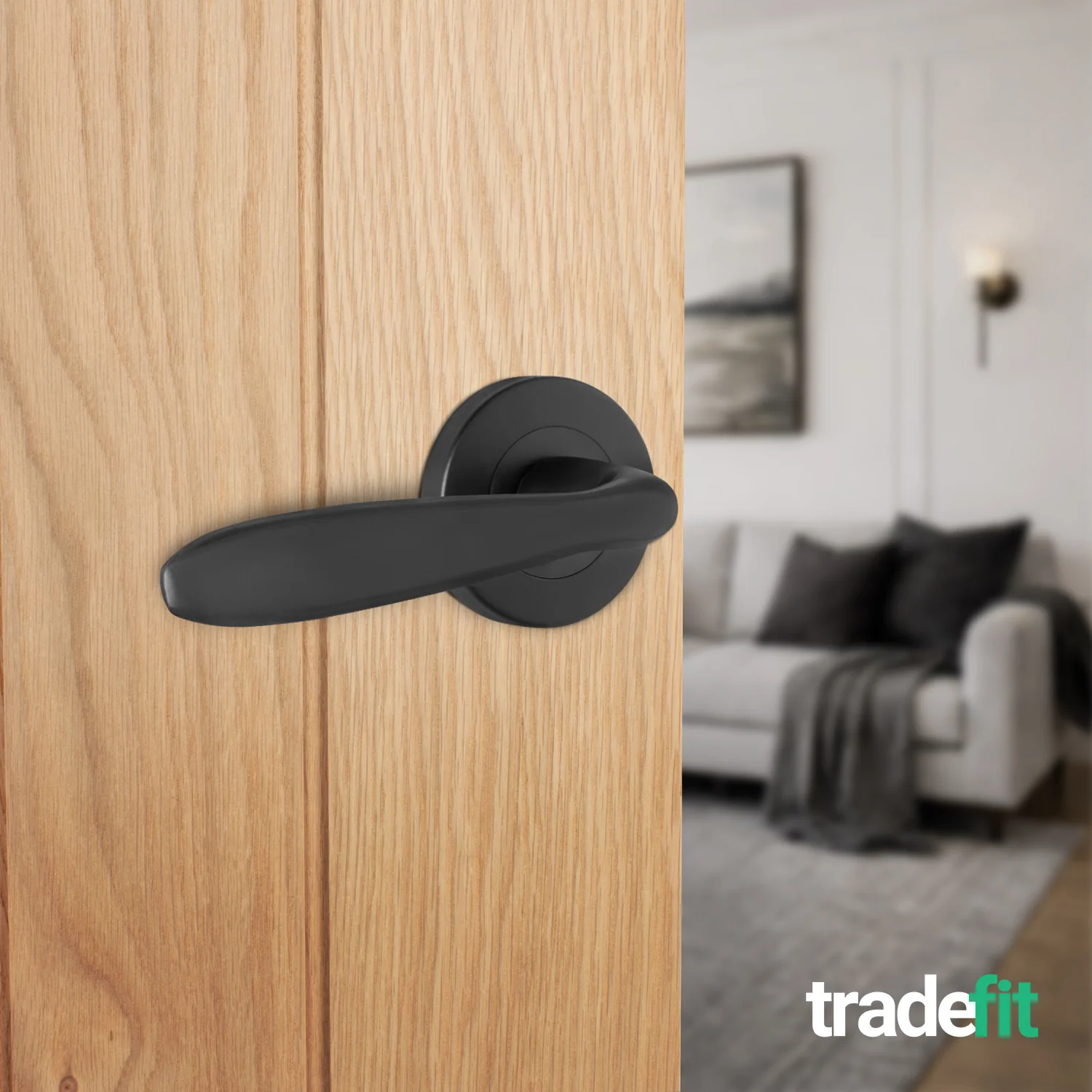 Sassari Matt Black Lever on Rose Door Handle Pack - 64mm Latch - Image 6