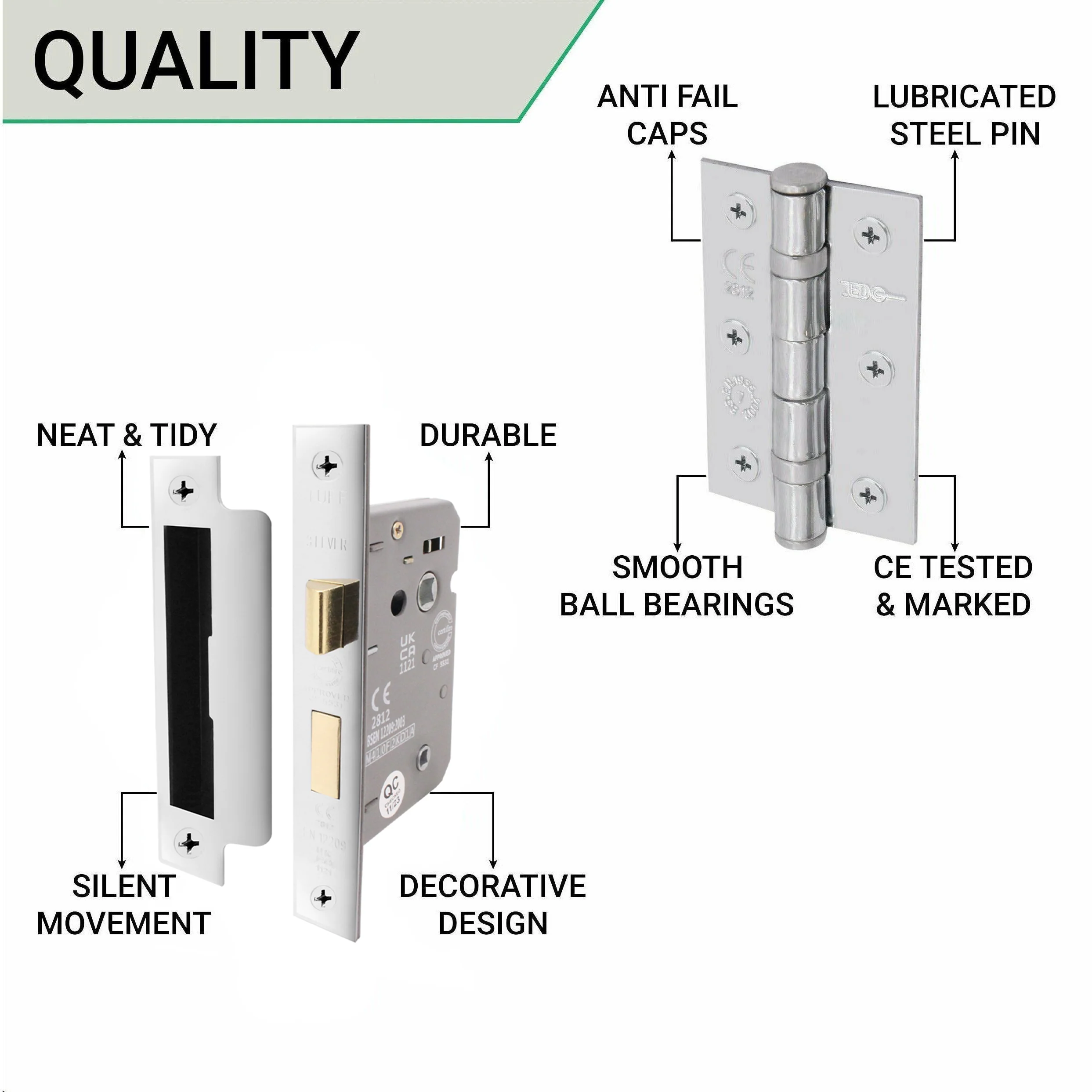 Sassari Polished Chrome Lever Door Handle Pack - 80mm Bathroom Lock - Image 4