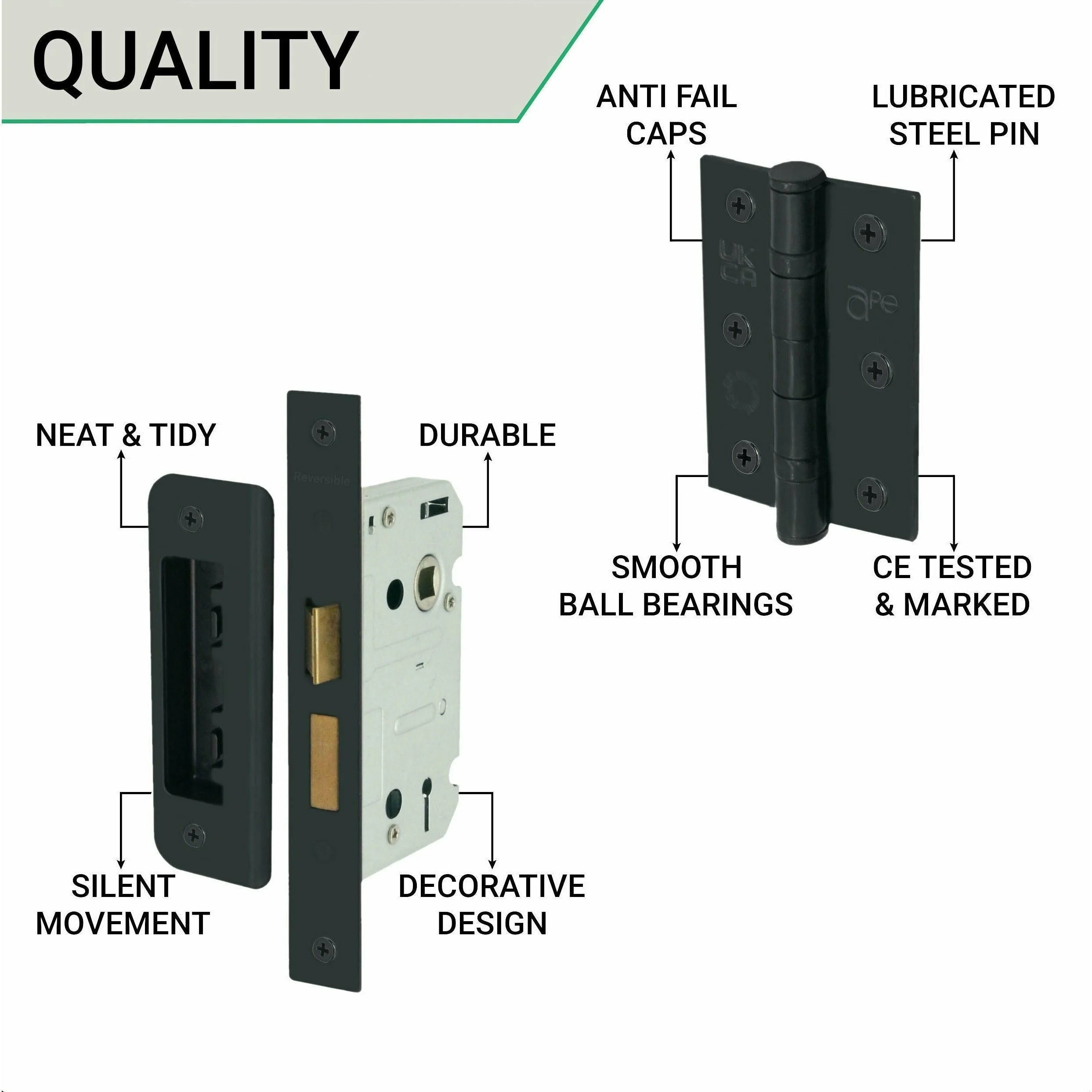 Sassari Matt Black Lever Door Handle Pack - 80mm Sashlock - Image 3