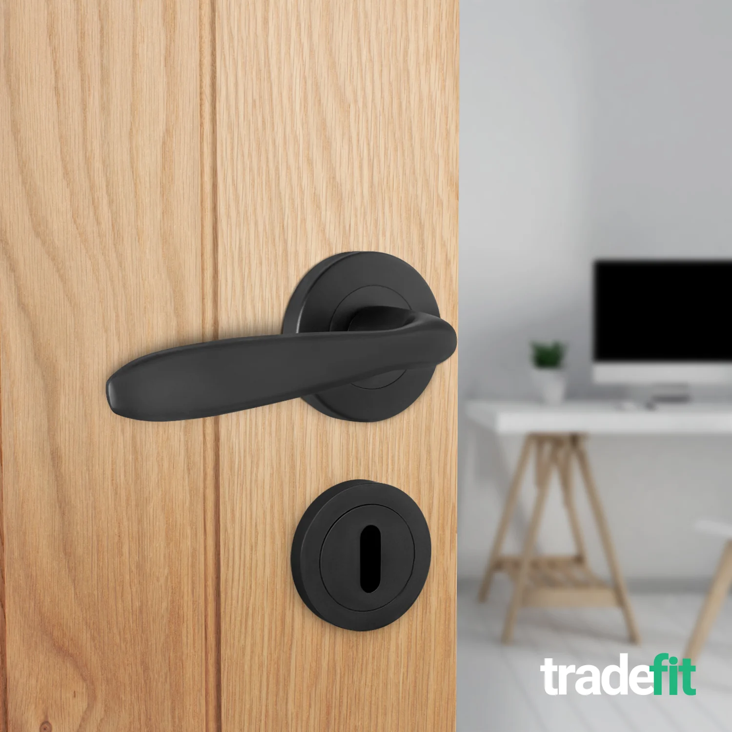 Sassari Matt Black Lever on Rose Door Handle Pack - 80mm Sashlock - Image 6