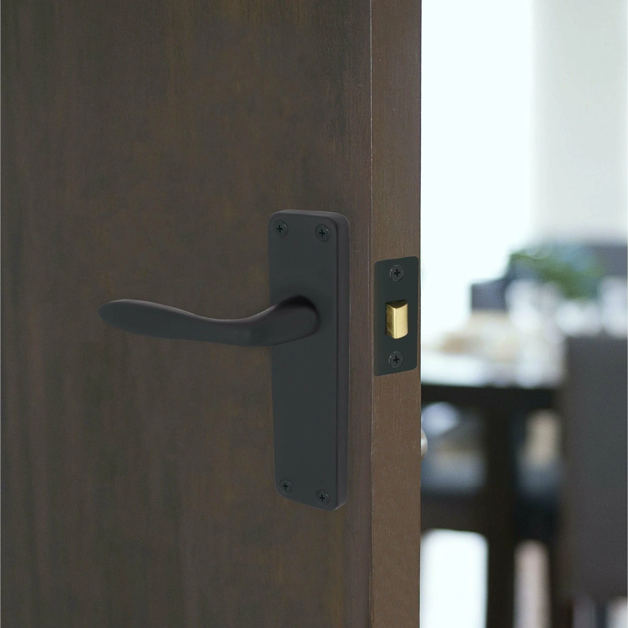 Sassari Matt Black Lever Door Handle Pack - Latch - Image 6