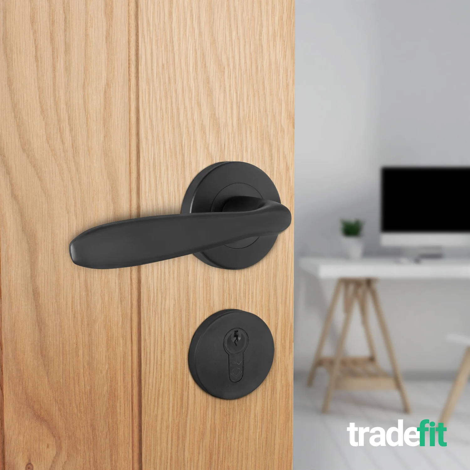 Sassari Matt Black Lever on Rose Door Handle Kit - 80mm Euro Sashlock and Double Cylinder - Master Keyed - Image 6