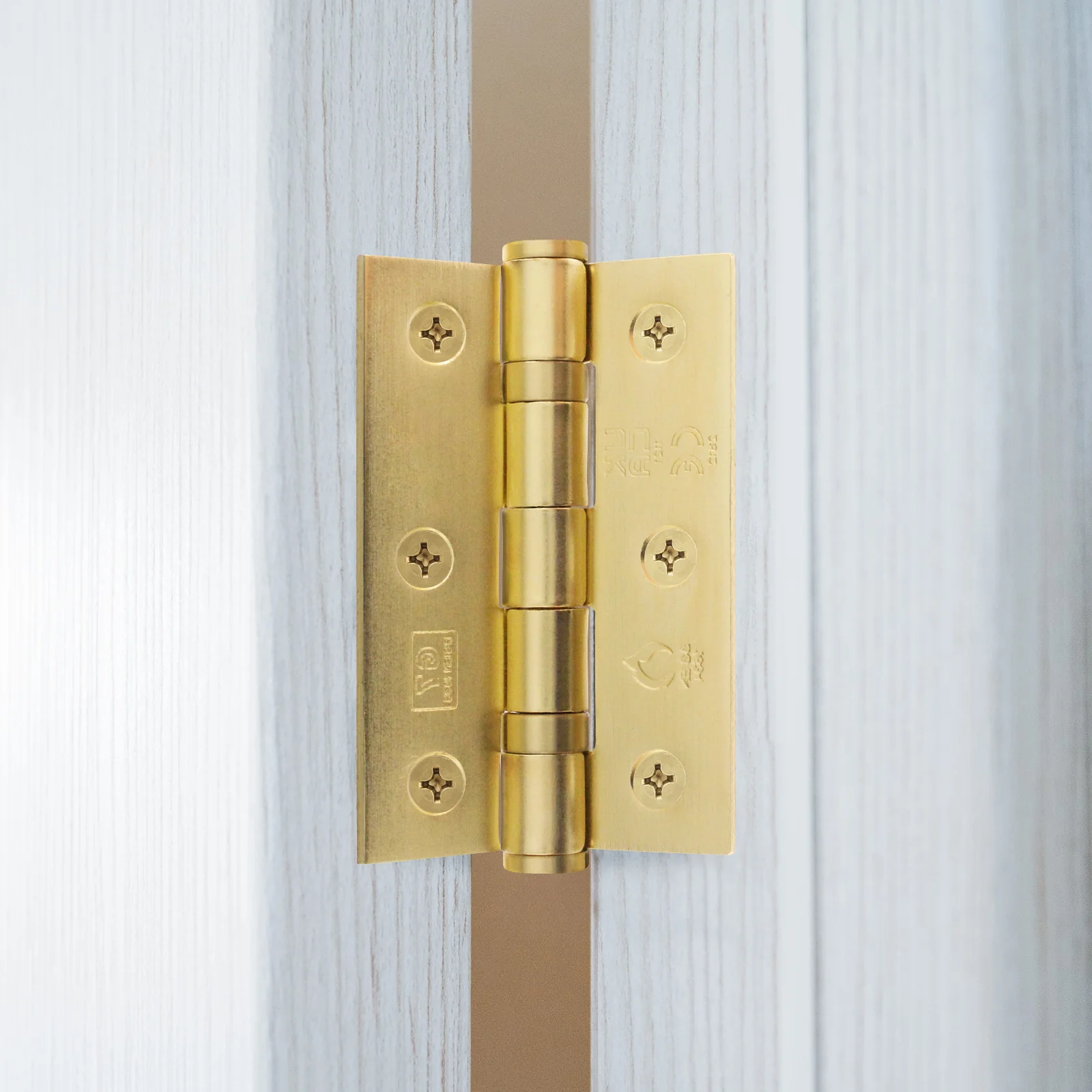 Satin Brass Fire Door Hinges - 3 Inch/76mm - Grade 7 Steel Ball Bearing - Pair - Image 5