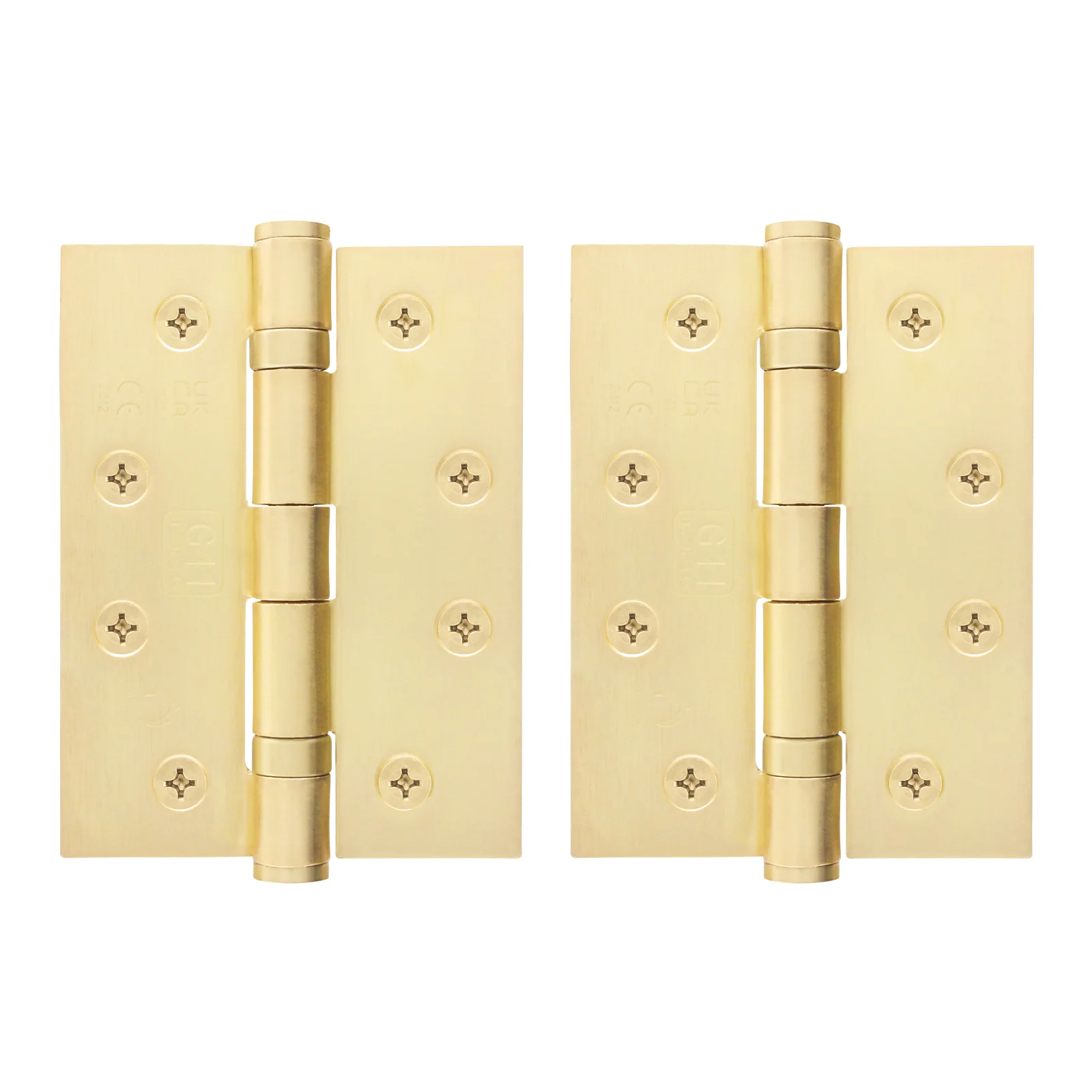 Satin Brass Fire Door Hinges – 4 Inch/102mm – Grade 11 Steel Ball Bearing – Pair