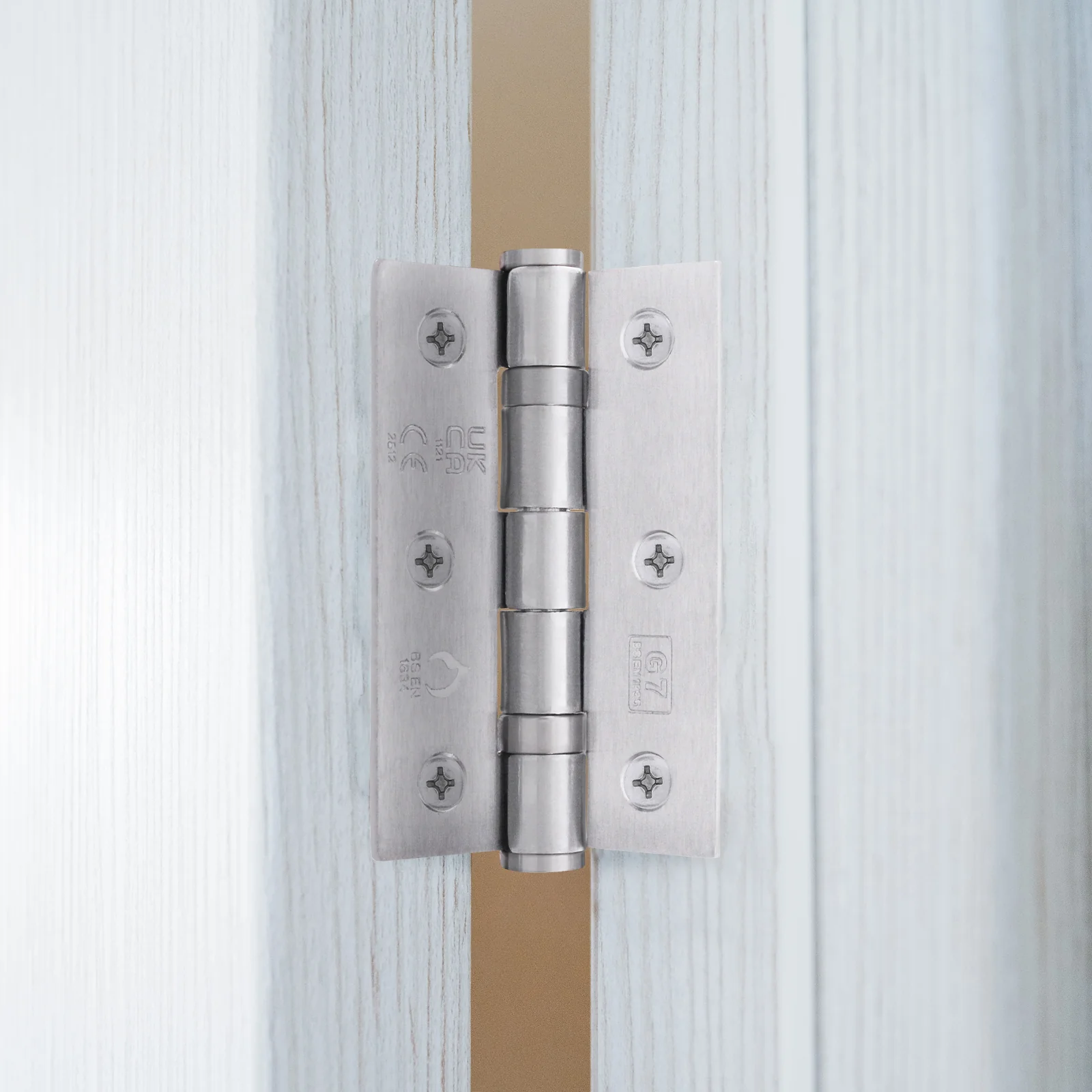 Satin Chrome Fire Door Hinges - 3 Inch/76mm - Grade 7 Steel Ball Bearing - Pair - Image 5