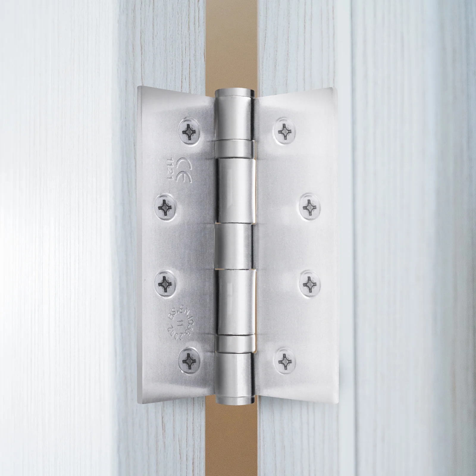Satin Chrome Fire Door Hinges – 4 Inch/102mm – Grade 11 Steel Ball Bearing – Pair - Image 5