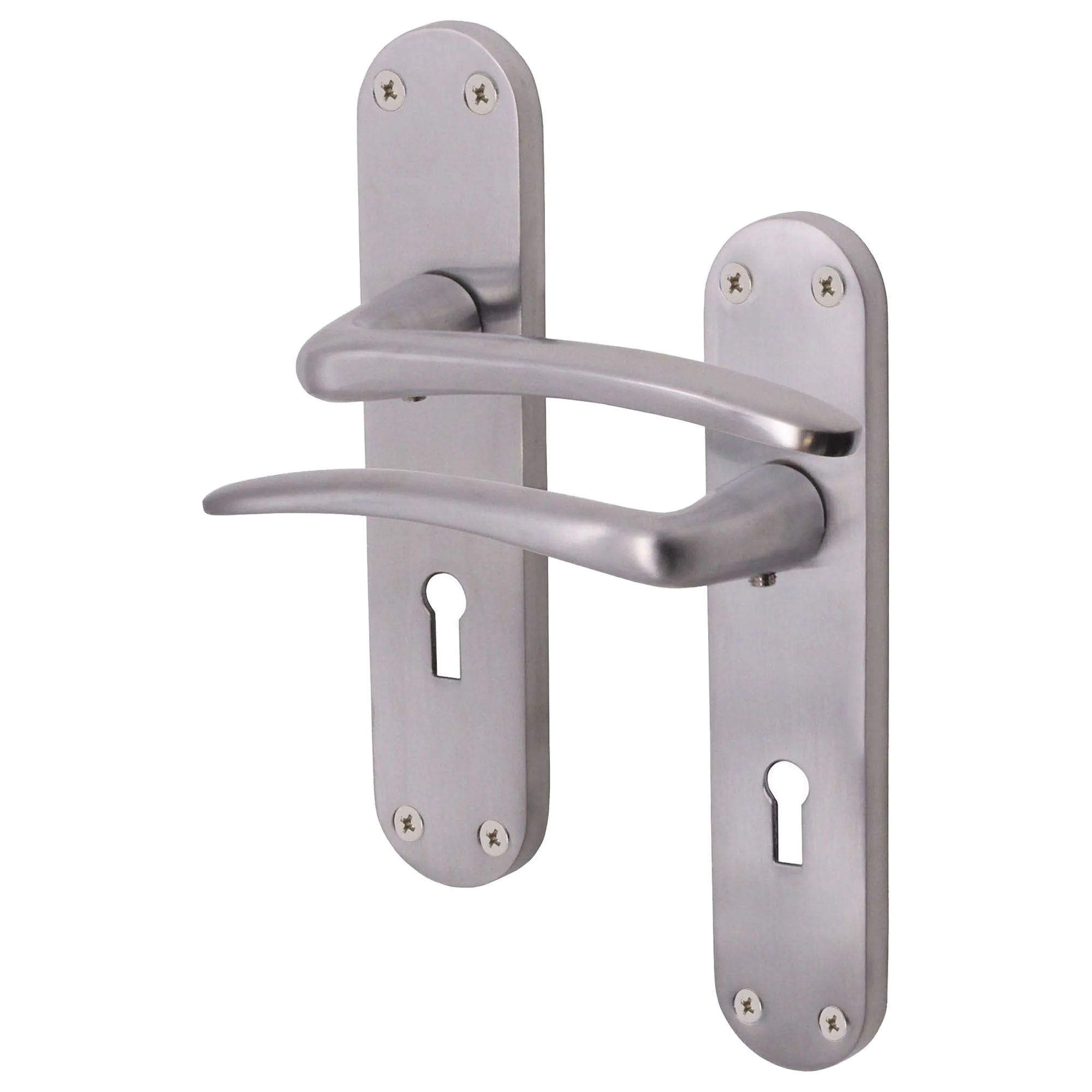 Satin Lever on Backplate 5 Lever Lock Kit / Pack Zeno Design - 66mm Lock - 76mm Hinges - Satin Chrome - Image 2