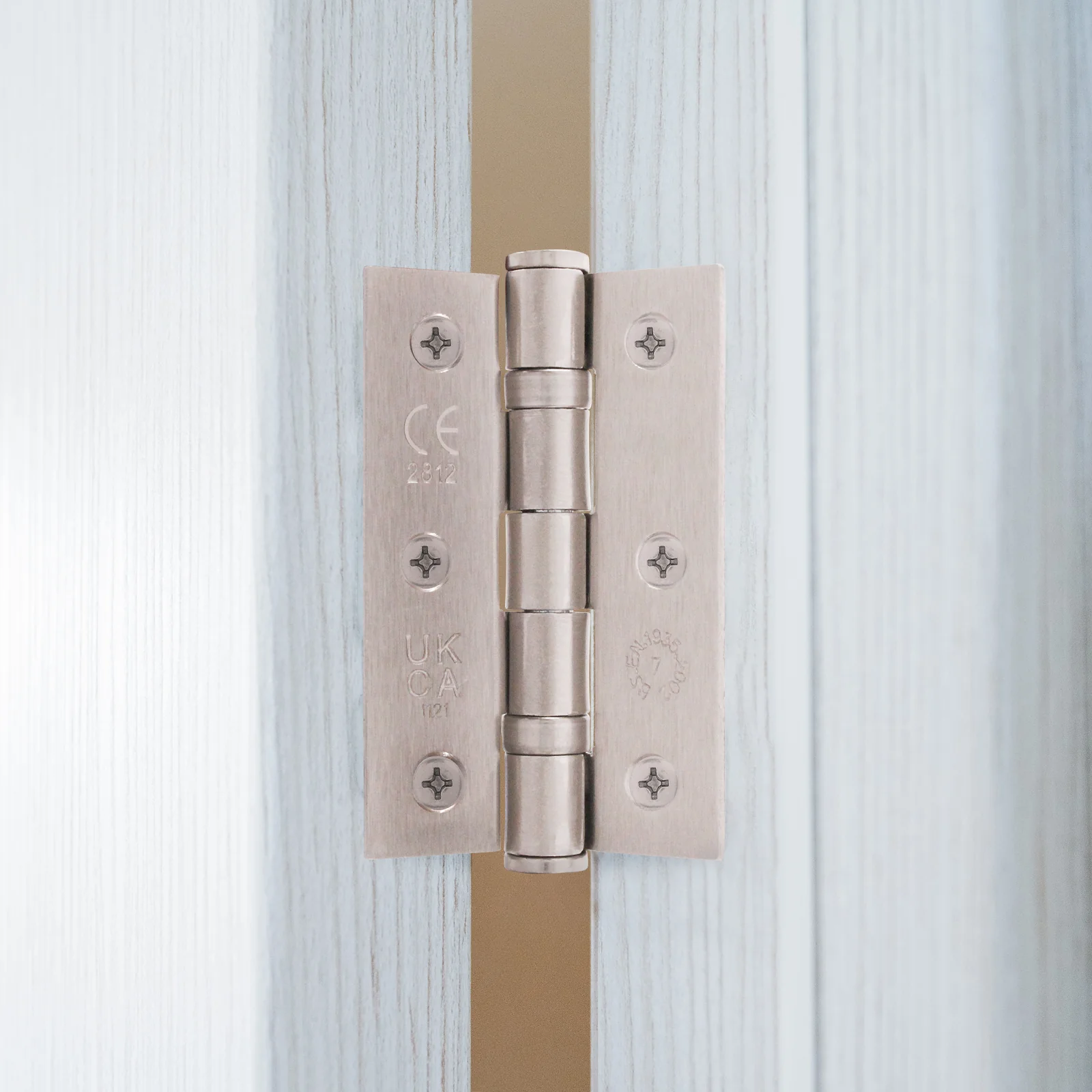 Satin Nickel Fire Door Hinges - 3 Inch/76mm - Grade 7 Steel Ball Bearing - Pair - Image 5
