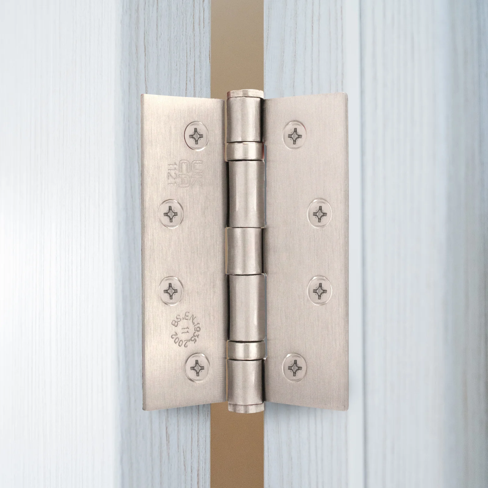 Satin Nickel Fire Door Hinges – 4 Inch/102mm – Grade 11 Steel Ball Bearing – Pair - Image 5
