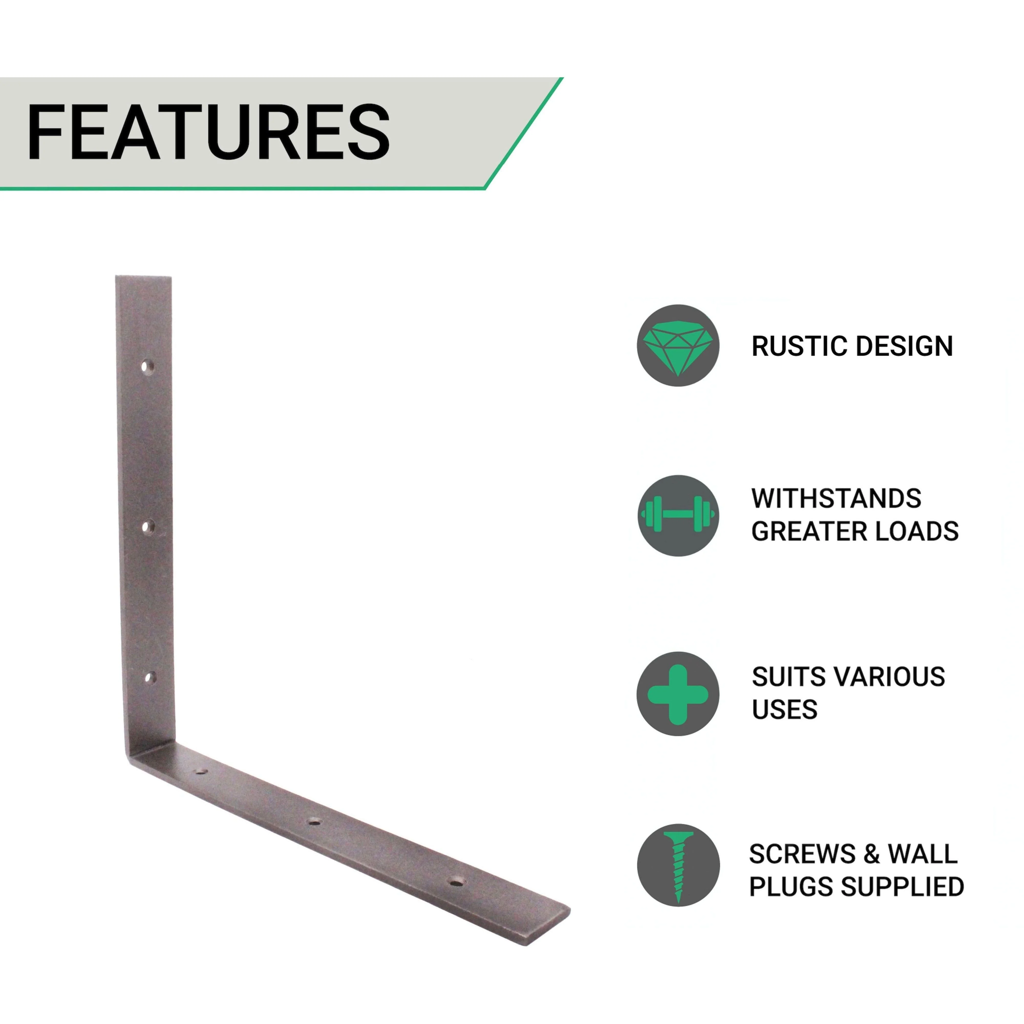 Scaffold Board Shelf Brackets 300mm PAIR Heavy Duty Rustic Wall Mounted Supports - Image 3